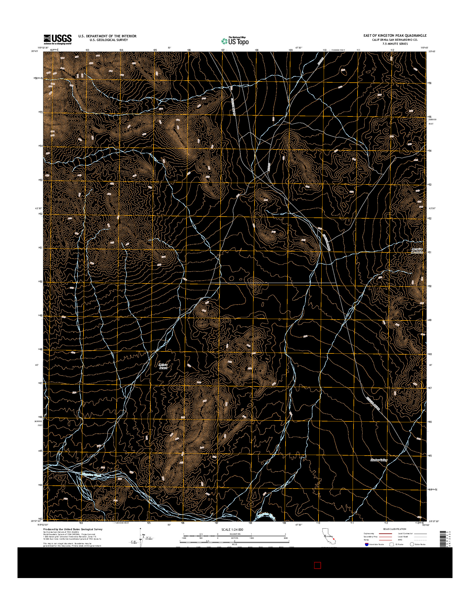 USGS US TOPO 7.5-MINUTE MAP FOR EAST OF KINGSTON PEAK, CA 2015