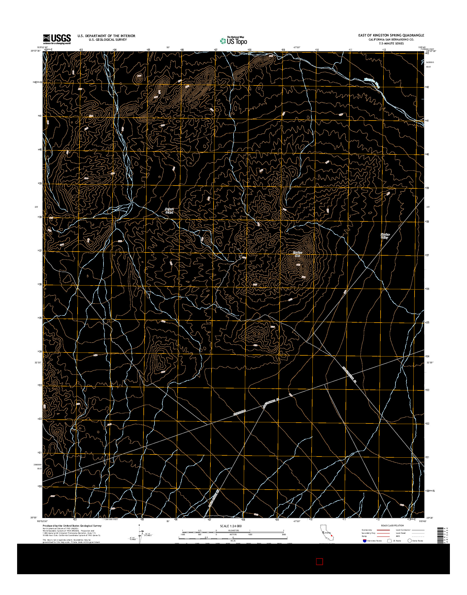 USGS US TOPO 7.5-MINUTE MAP FOR EAST OF KINGSTON SPRING, CA 2015