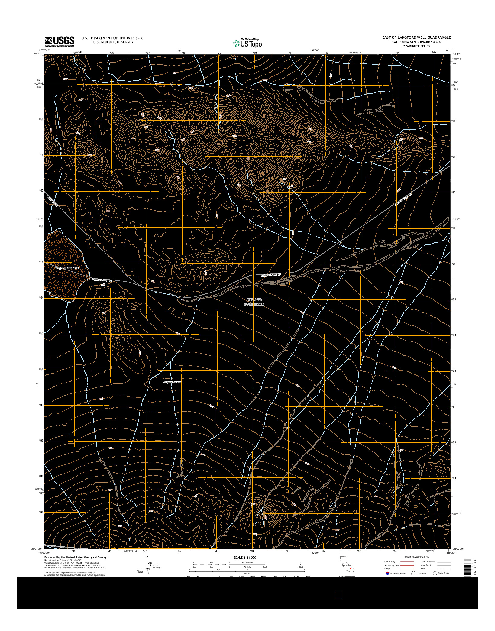 USGS US TOPO 7.5-MINUTE MAP FOR EAST OF LANGFORD WELL, CA 2015