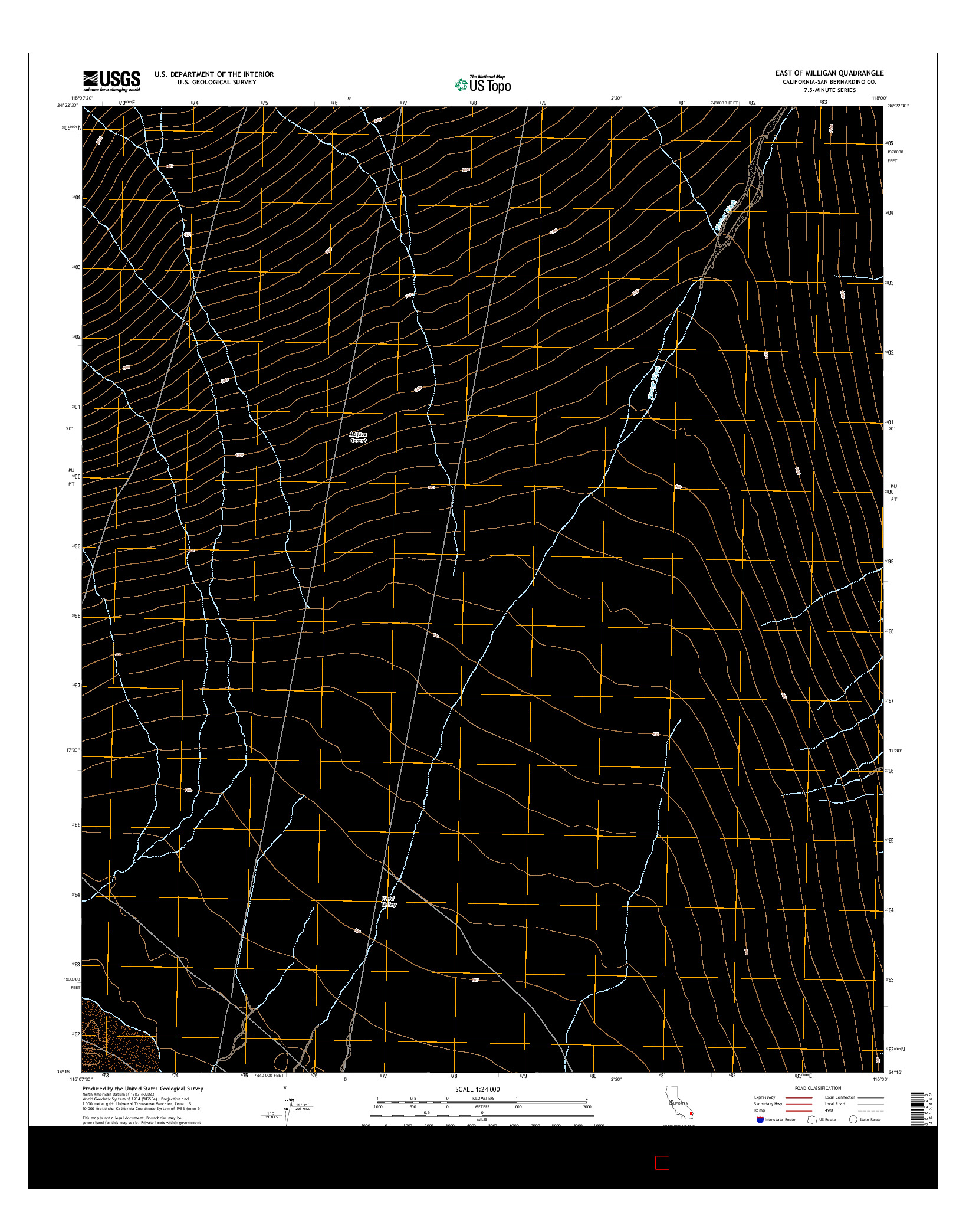 USGS US TOPO 7.5-MINUTE MAP FOR EAST OF MILLIGAN, CA 2015