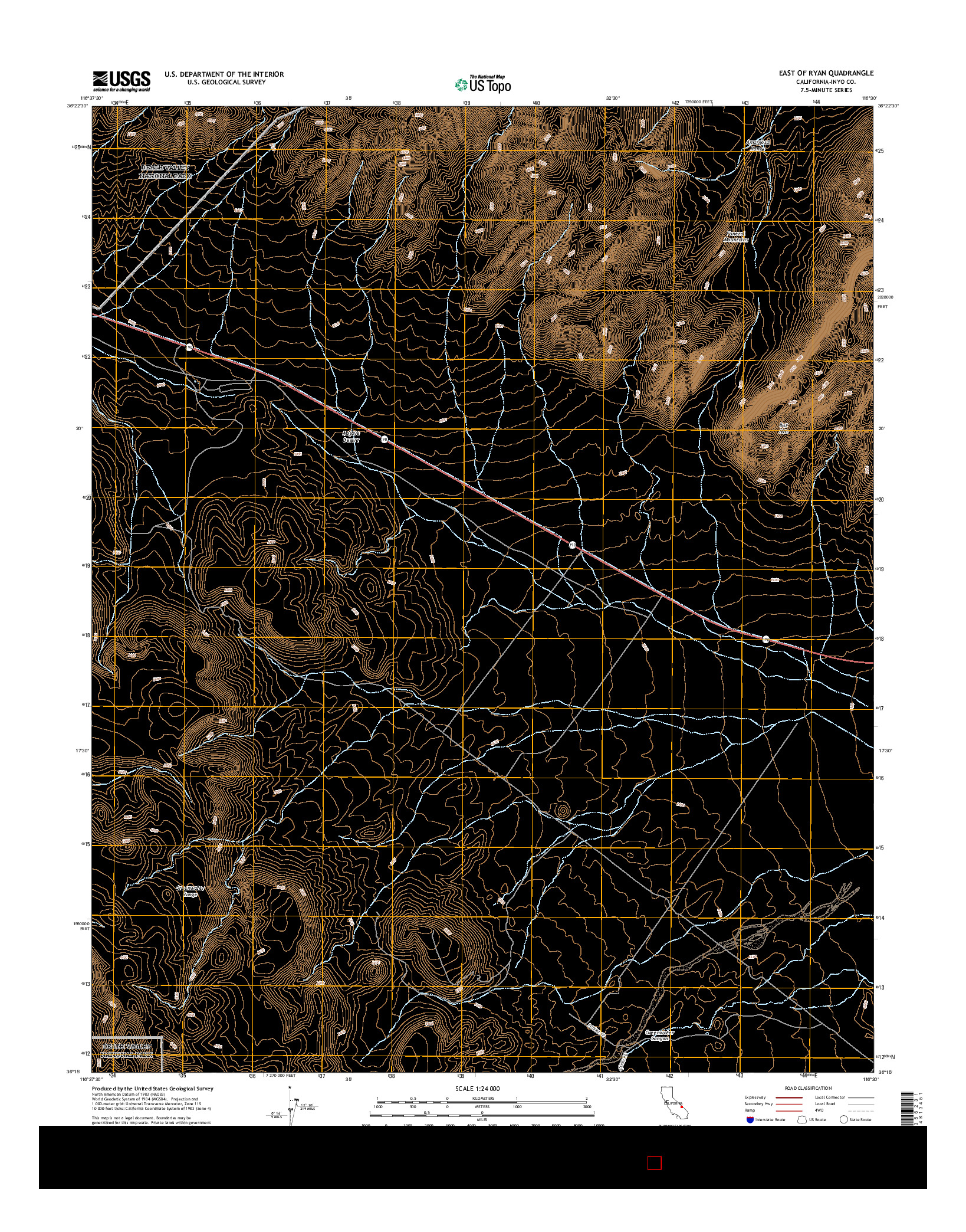 USGS US TOPO 7.5-MINUTE MAP FOR EAST OF RYAN, CA 2015