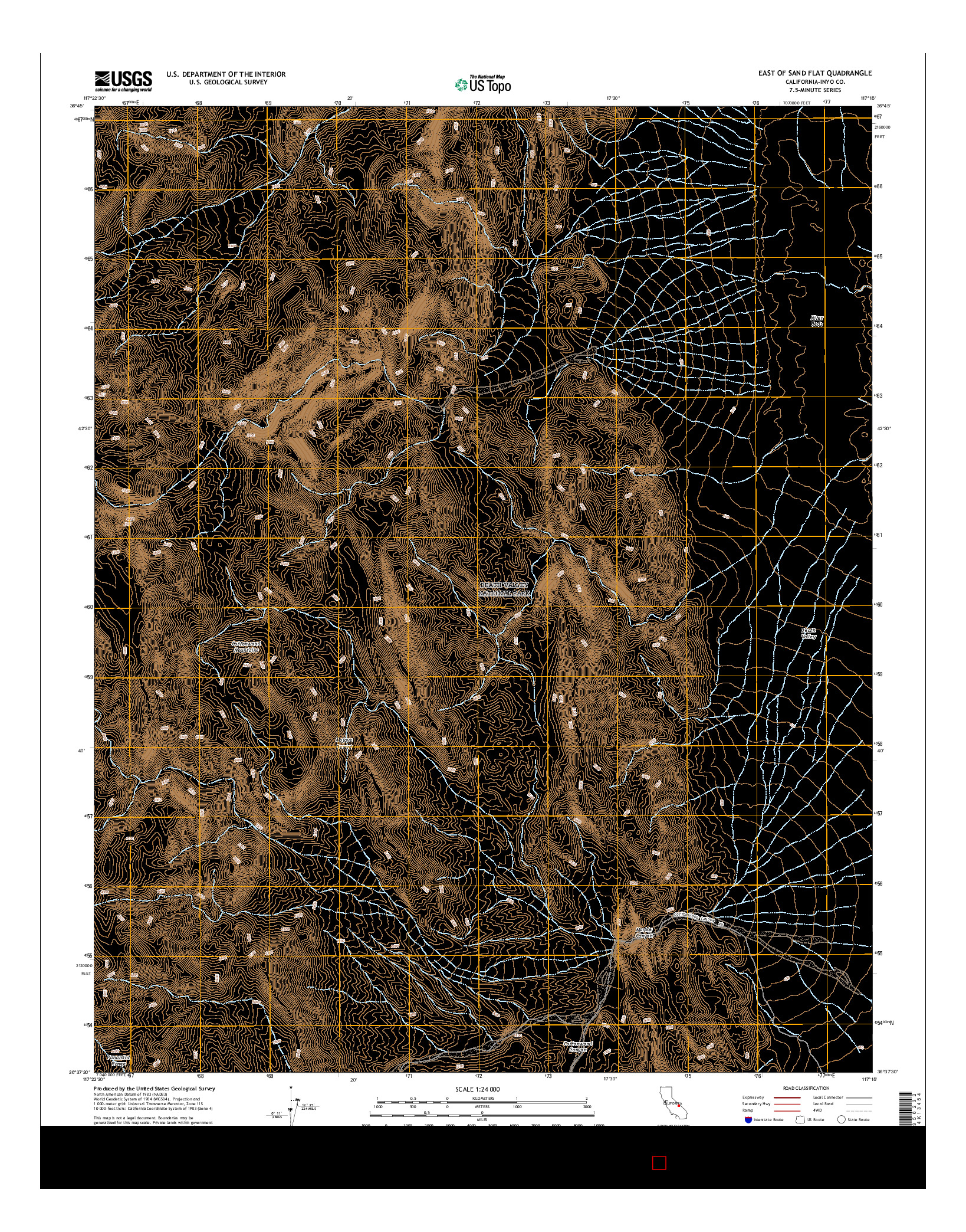 USGS US TOPO 7.5-MINUTE MAP FOR EAST OF SAND FLAT, CA 2015