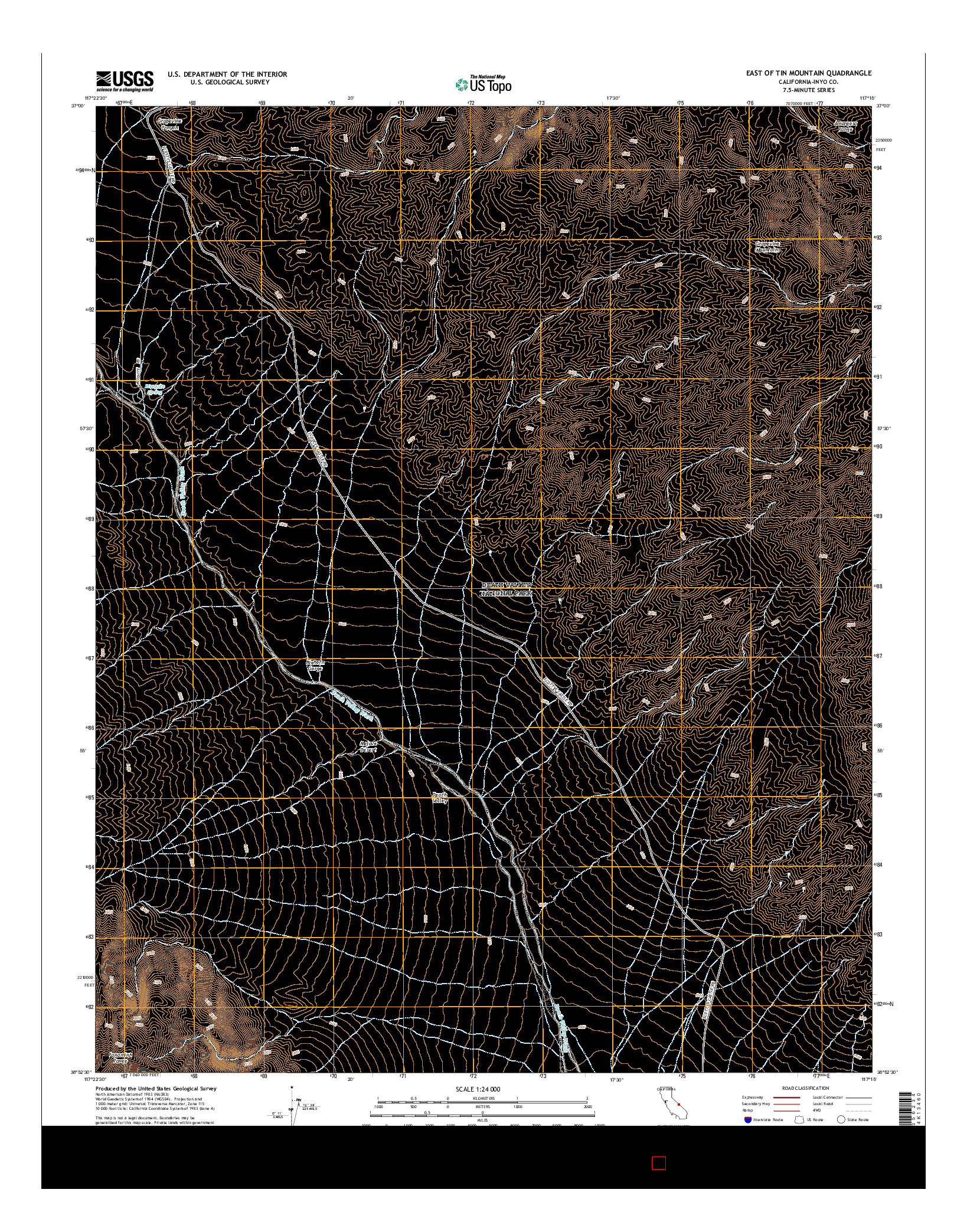 USGS US TOPO 7.5-MINUTE MAP FOR EAST OF TIN MOUNTAIN, CA 2015