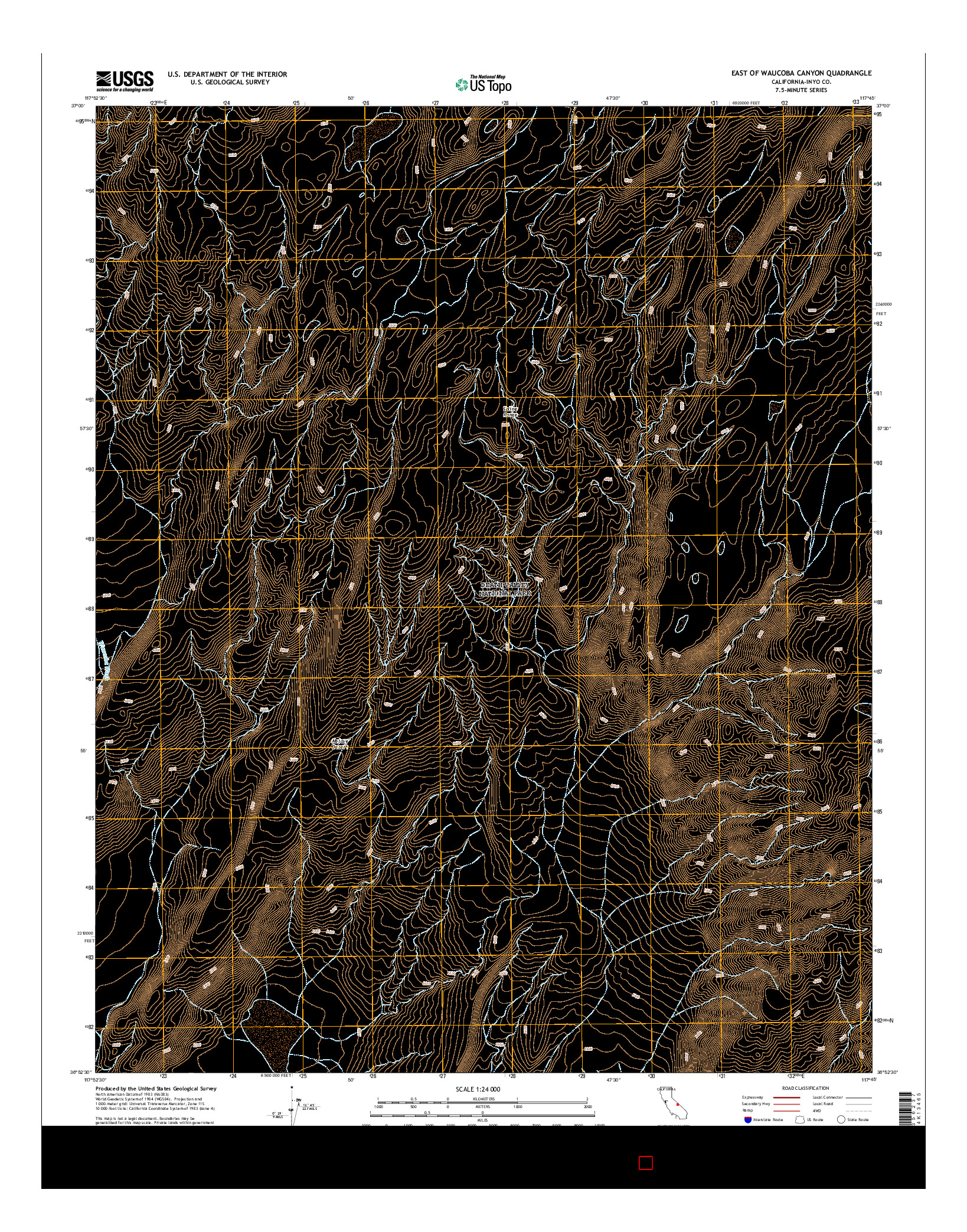 USGS US TOPO 7.5-MINUTE MAP FOR EAST OF WAUCOBA CANYON, CA 2015