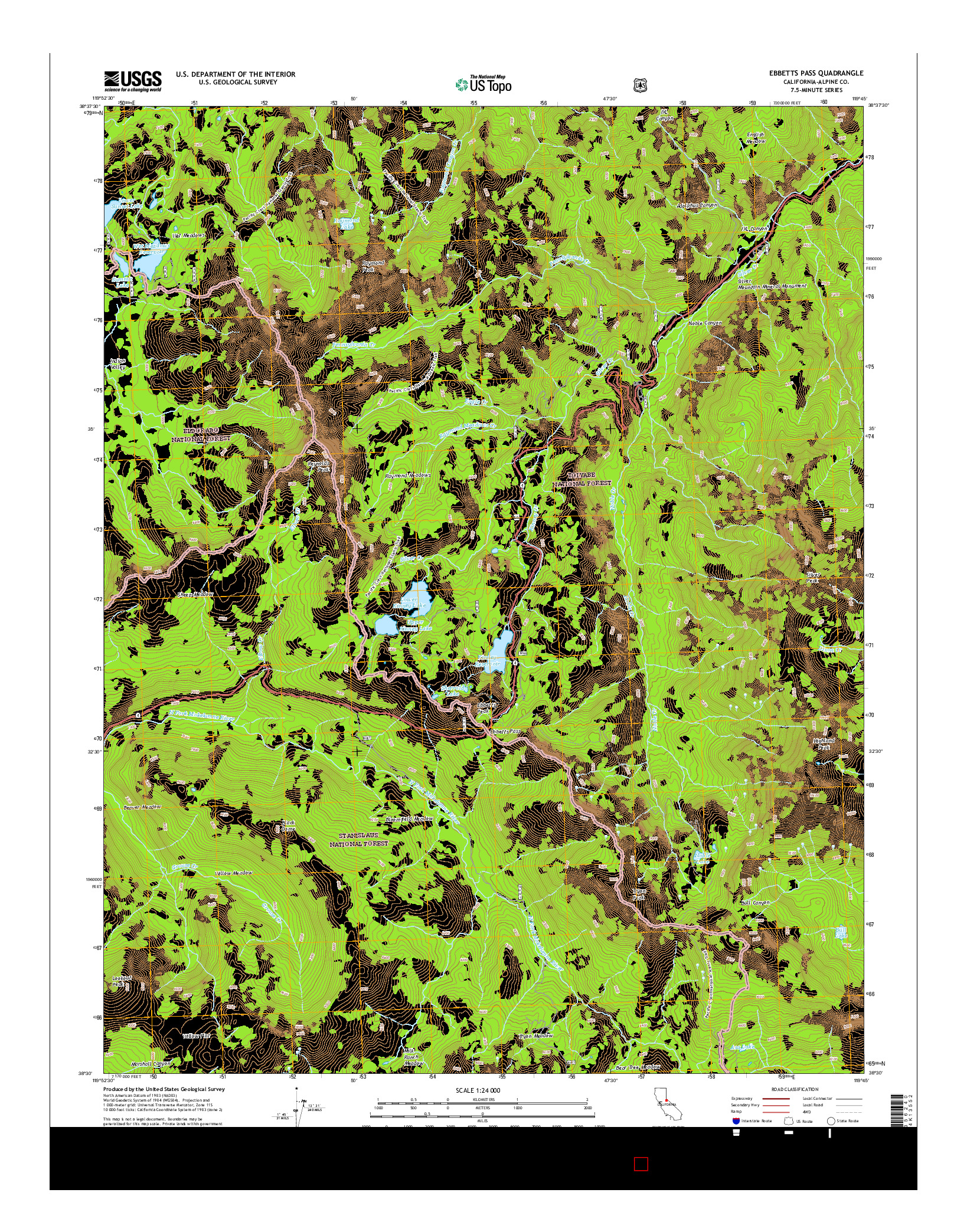 USGS US TOPO 7.5-MINUTE MAP FOR EBBETTS PASS, CA 2015