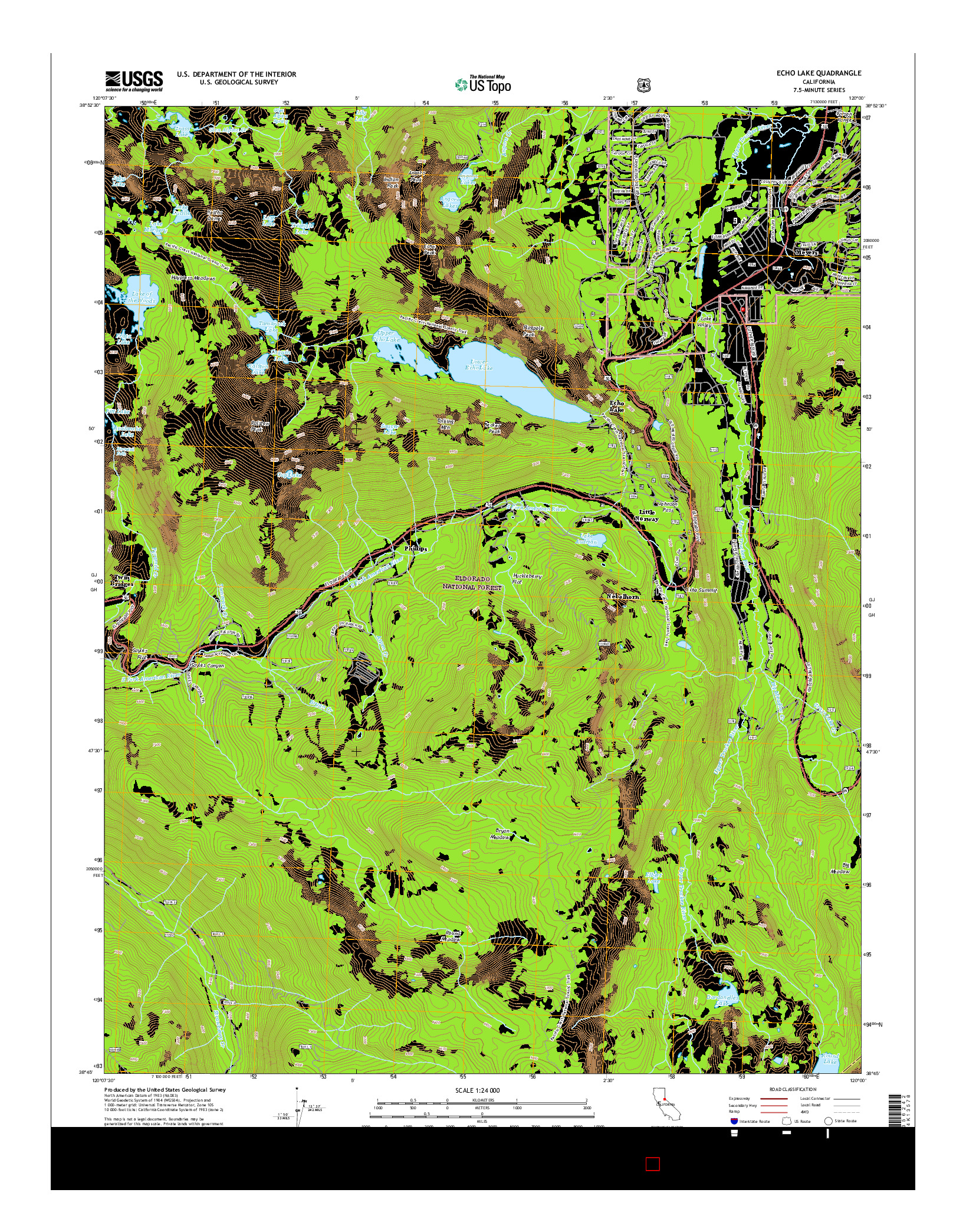 USGS US TOPO 7.5-MINUTE MAP FOR ECHO LAKE, CA 2015