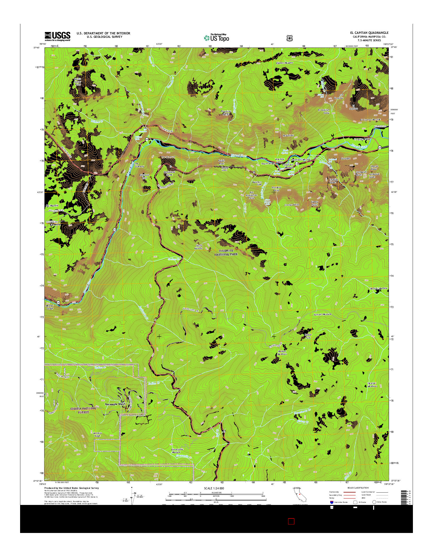 USGS US TOPO 7.5-MINUTE MAP FOR EL CAPITAN, CA 2015