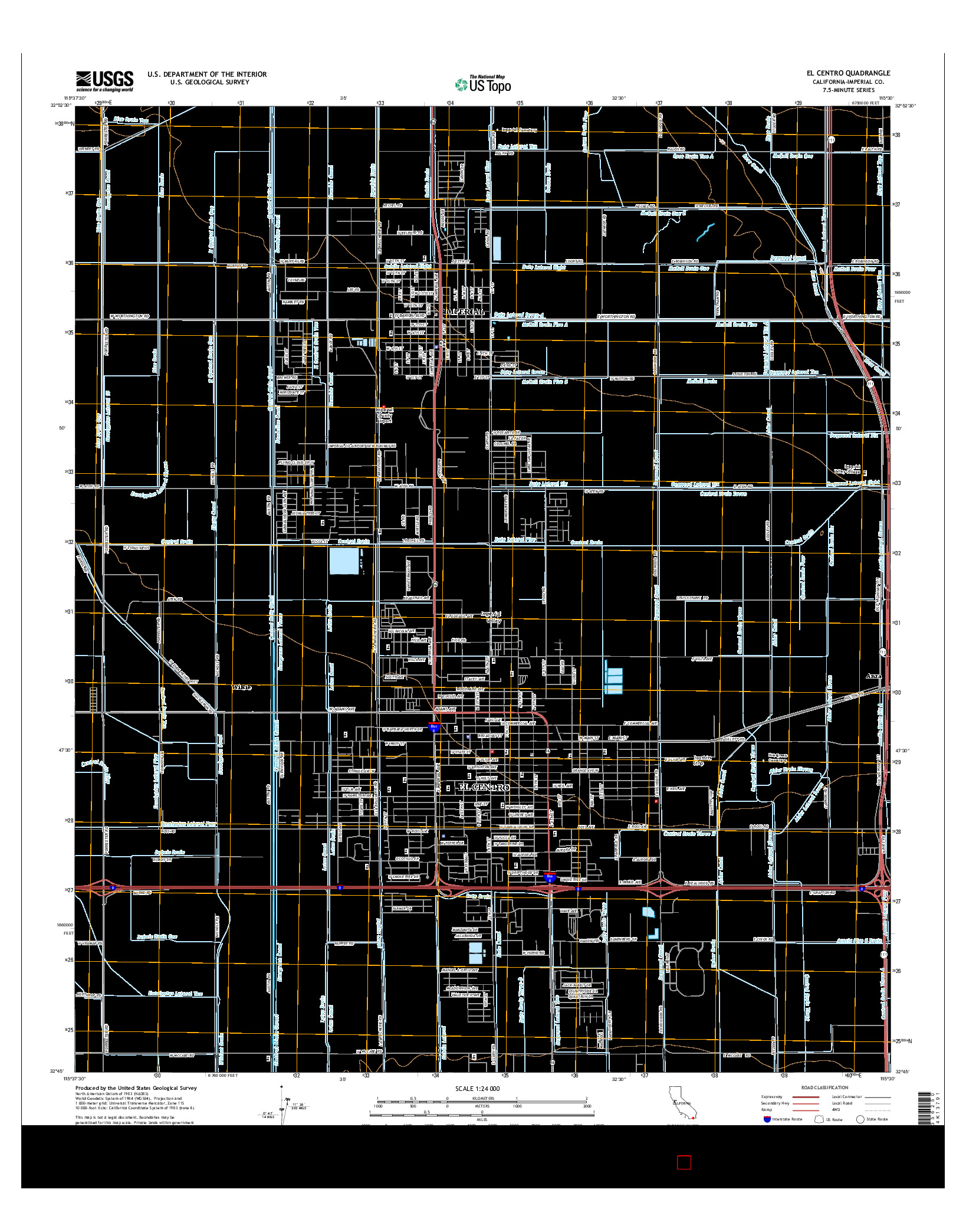 USGS US TOPO 7.5-MINUTE MAP FOR EL CENTRO, CA 2015