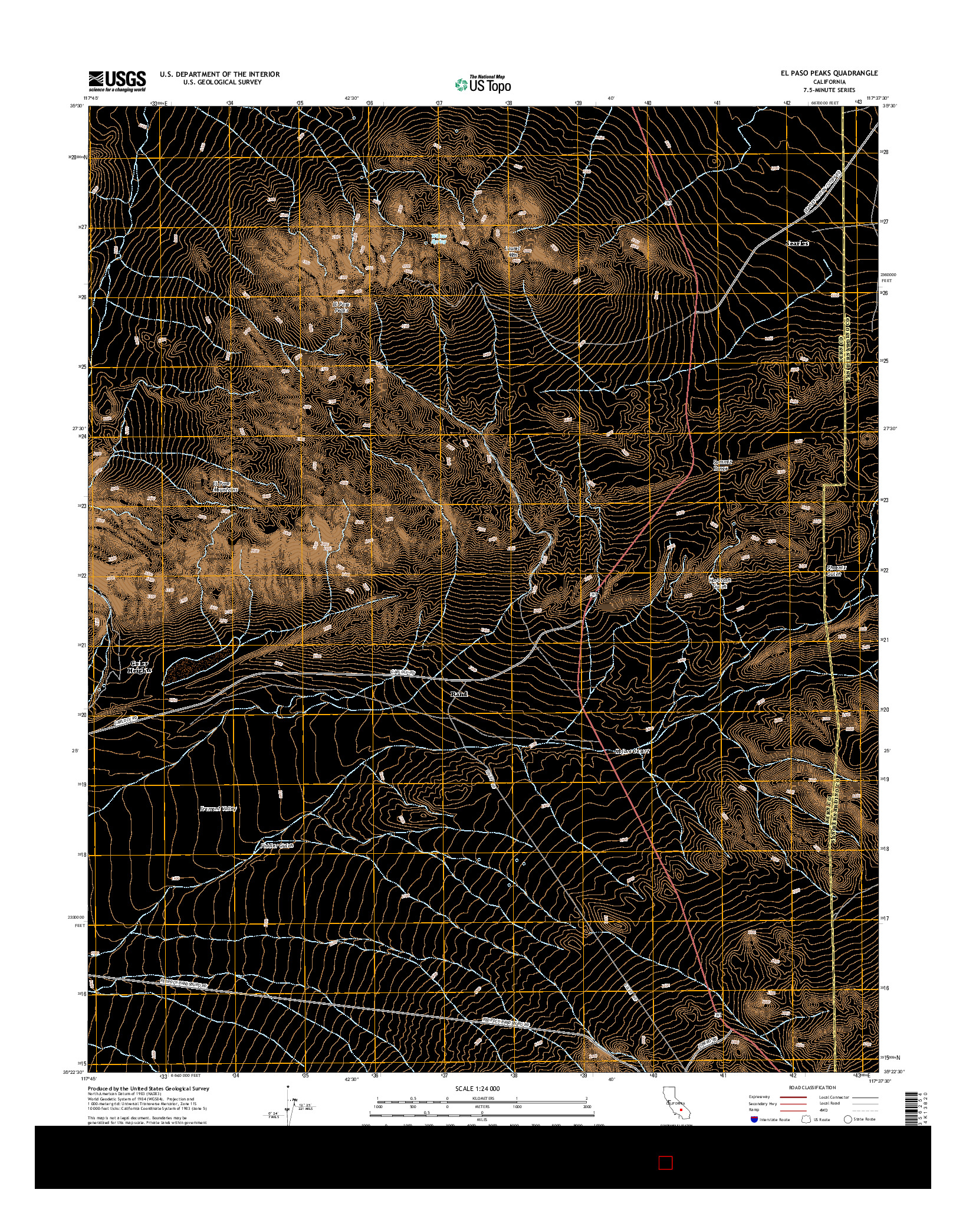 USGS US TOPO 7.5-MINUTE MAP FOR EL PASO PEAKS, CA 2015