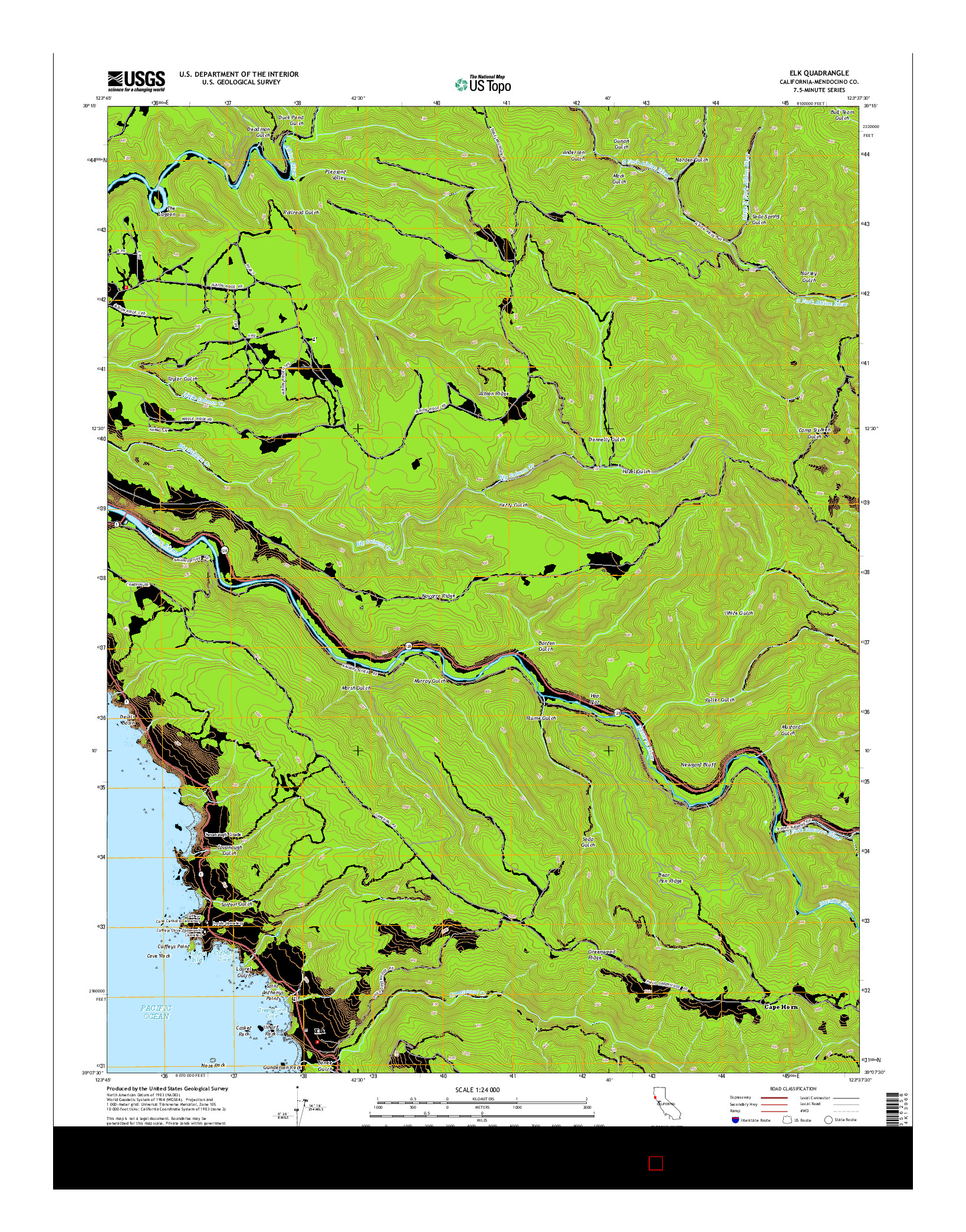 USGS US TOPO 7.5-MINUTE MAP FOR ELK, CA 2015
