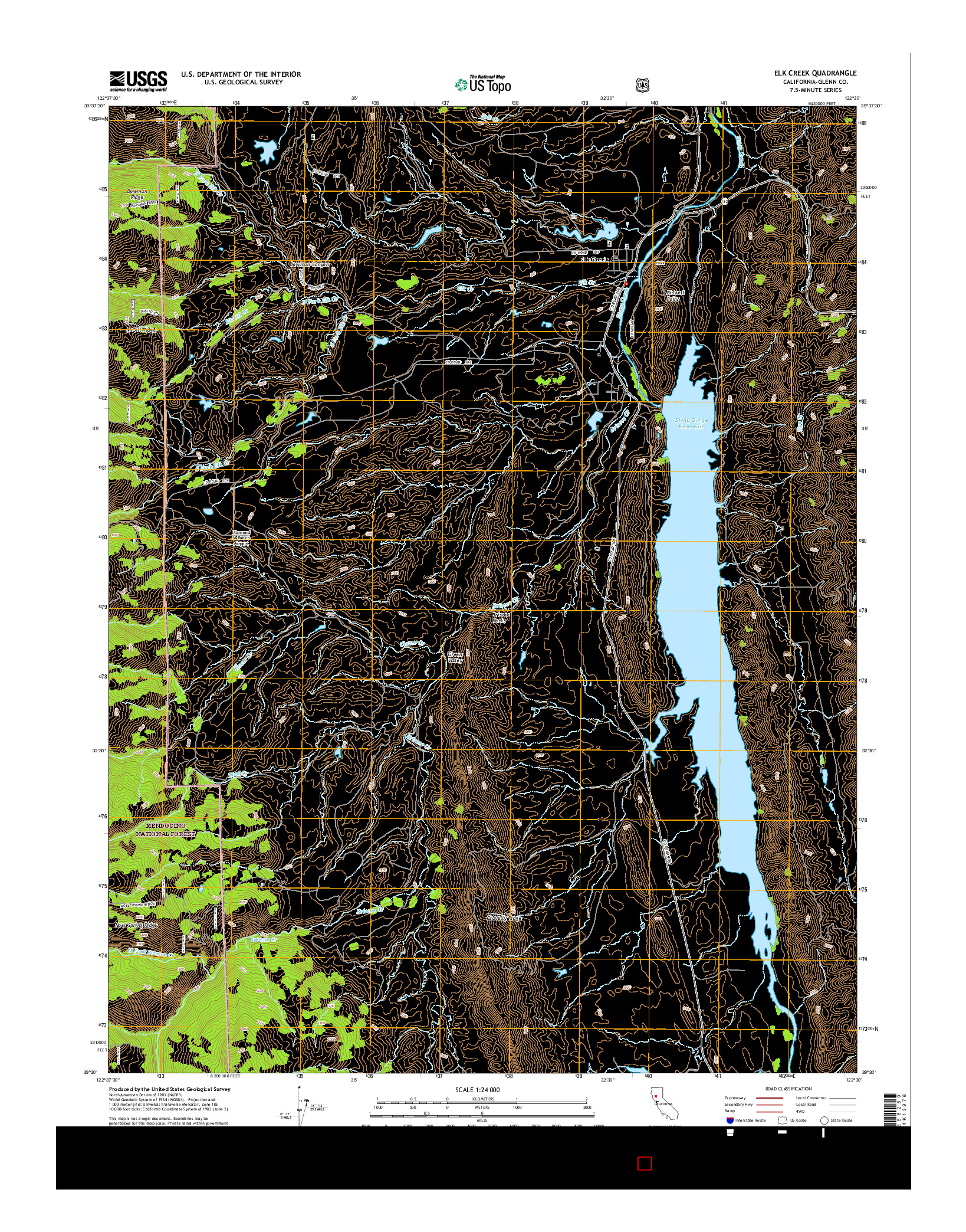 USGS US TOPO 7.5-MINUTE MAP FOR ELK CREEK, CA 2015