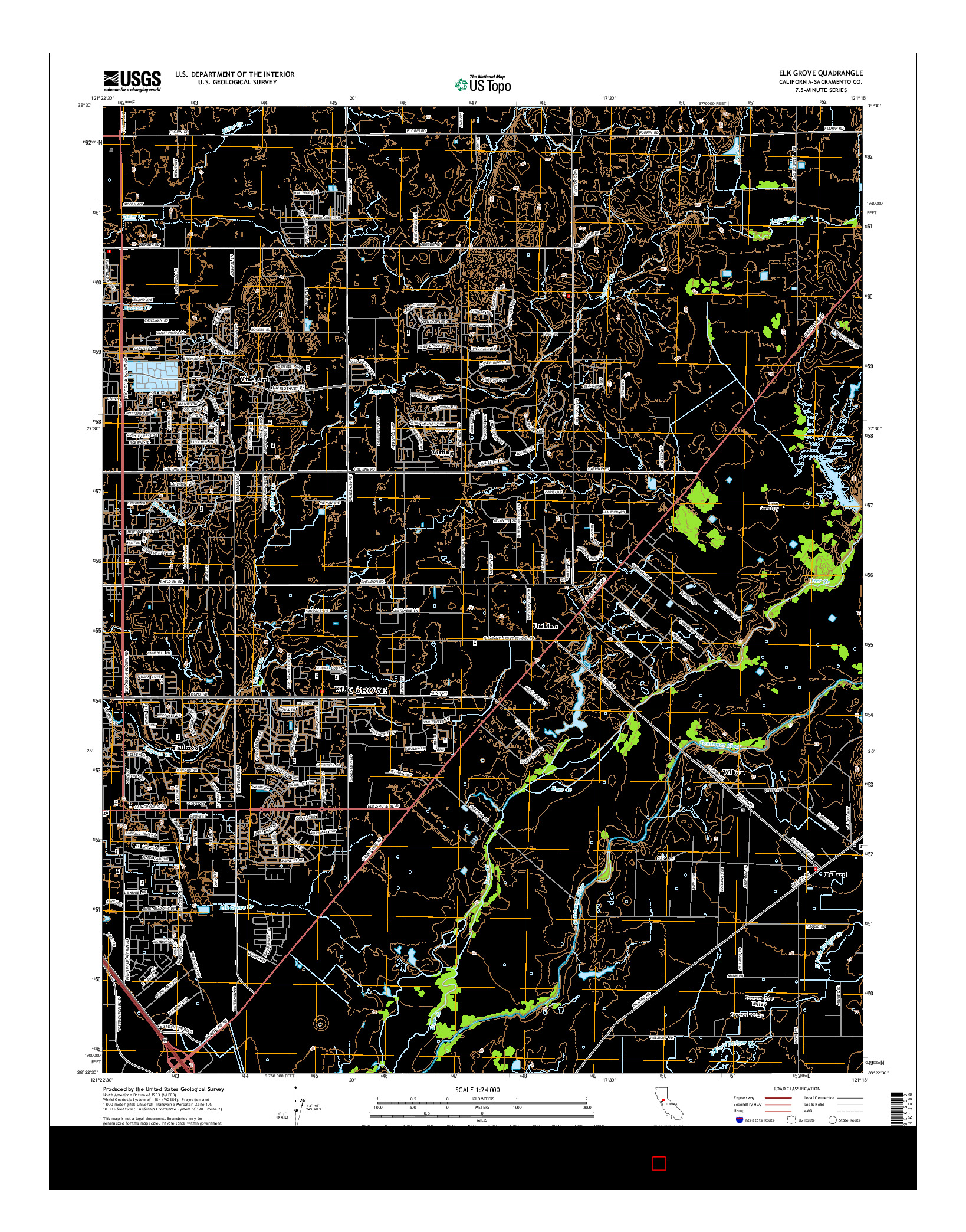 USGS US TOPO 7.5-MINUTE MAP FOR ELK GROVE, CA 2015