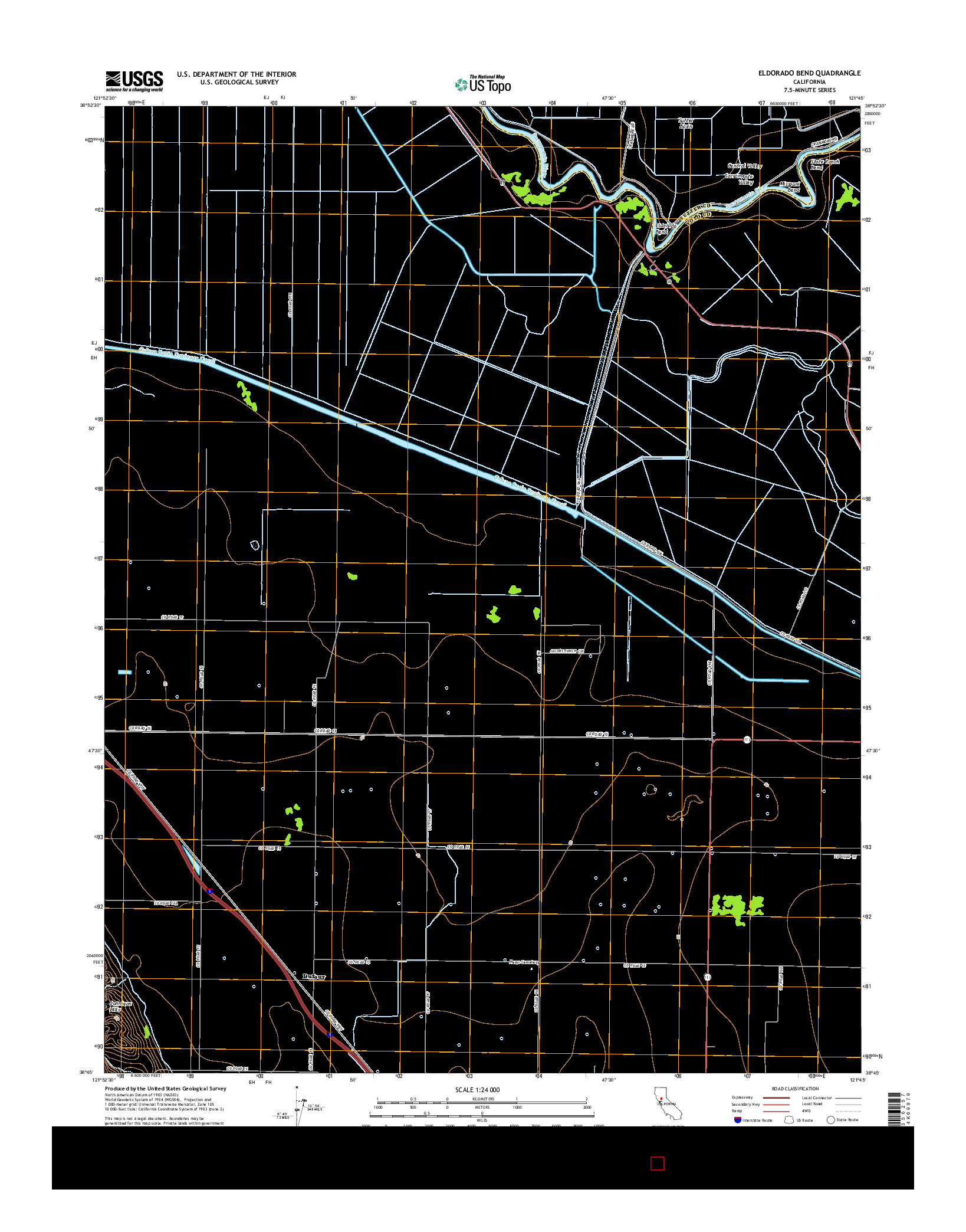 USGS US TOPO 7.5-MINUTE MAP FOR ELDORADO BEND, CA 2015