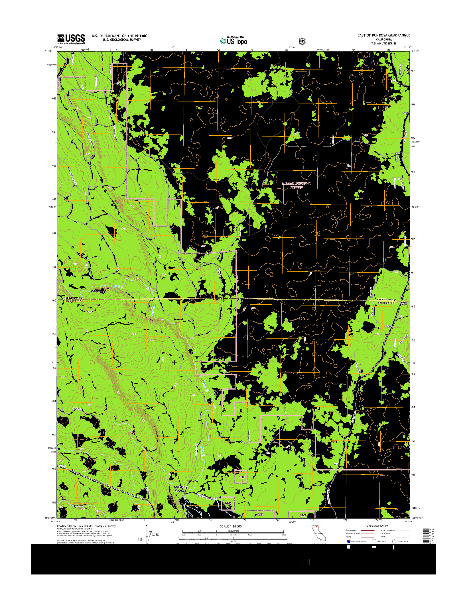 USGS US TOPO 7.5-MINUTE MAP FOR EAST OF PONDOSA, CA 2015