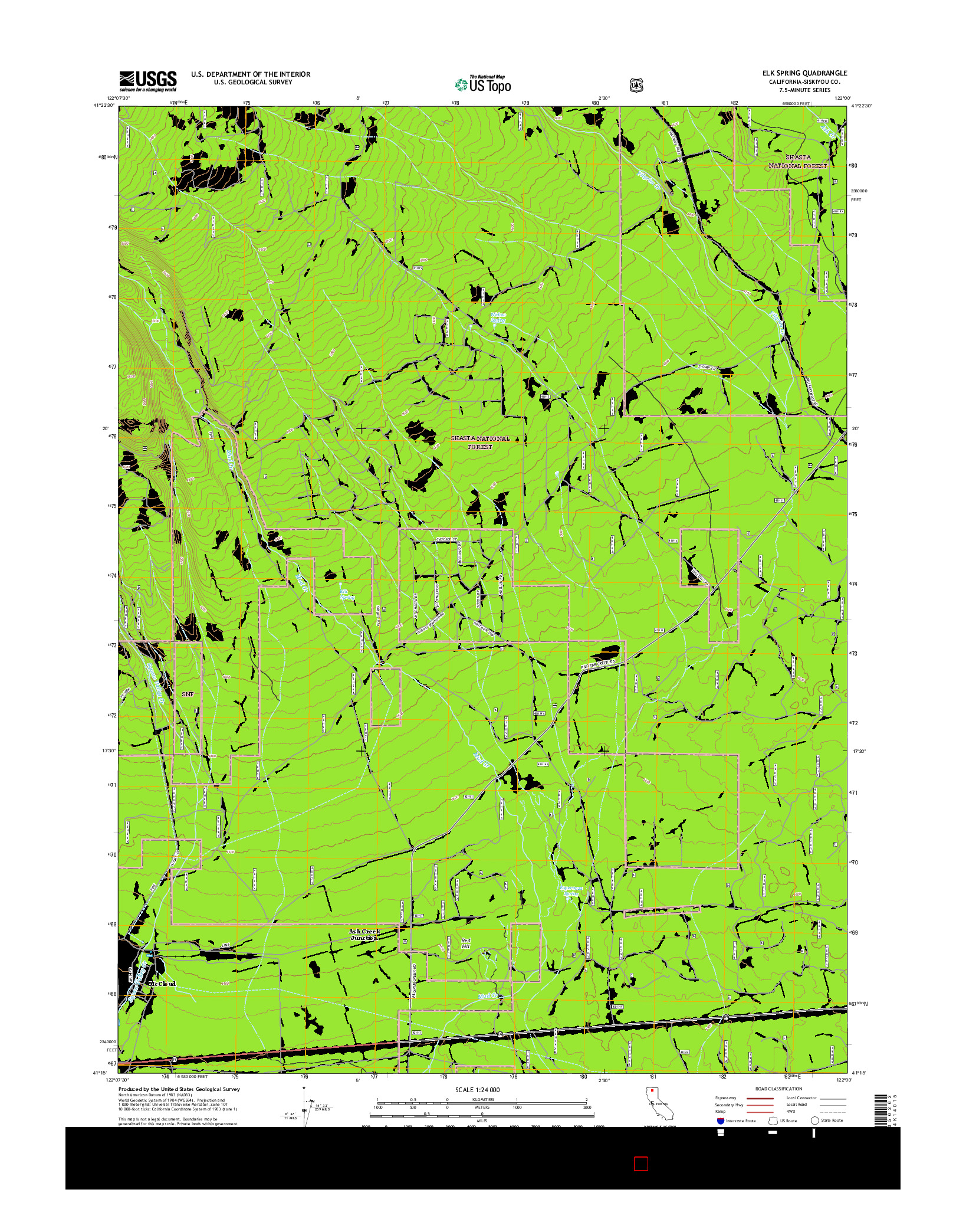 USGS US TOPO 7.5-MINUTE MAP FOR ELK SPRING, CA 2015