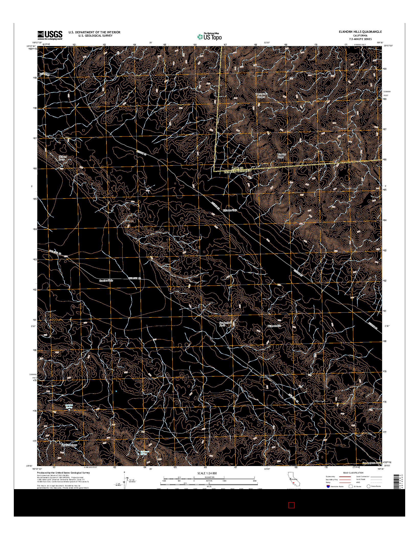 USGS US TOPO 7.5-MINUTE MAP FOR ELKHORN HILLS, CA 2015