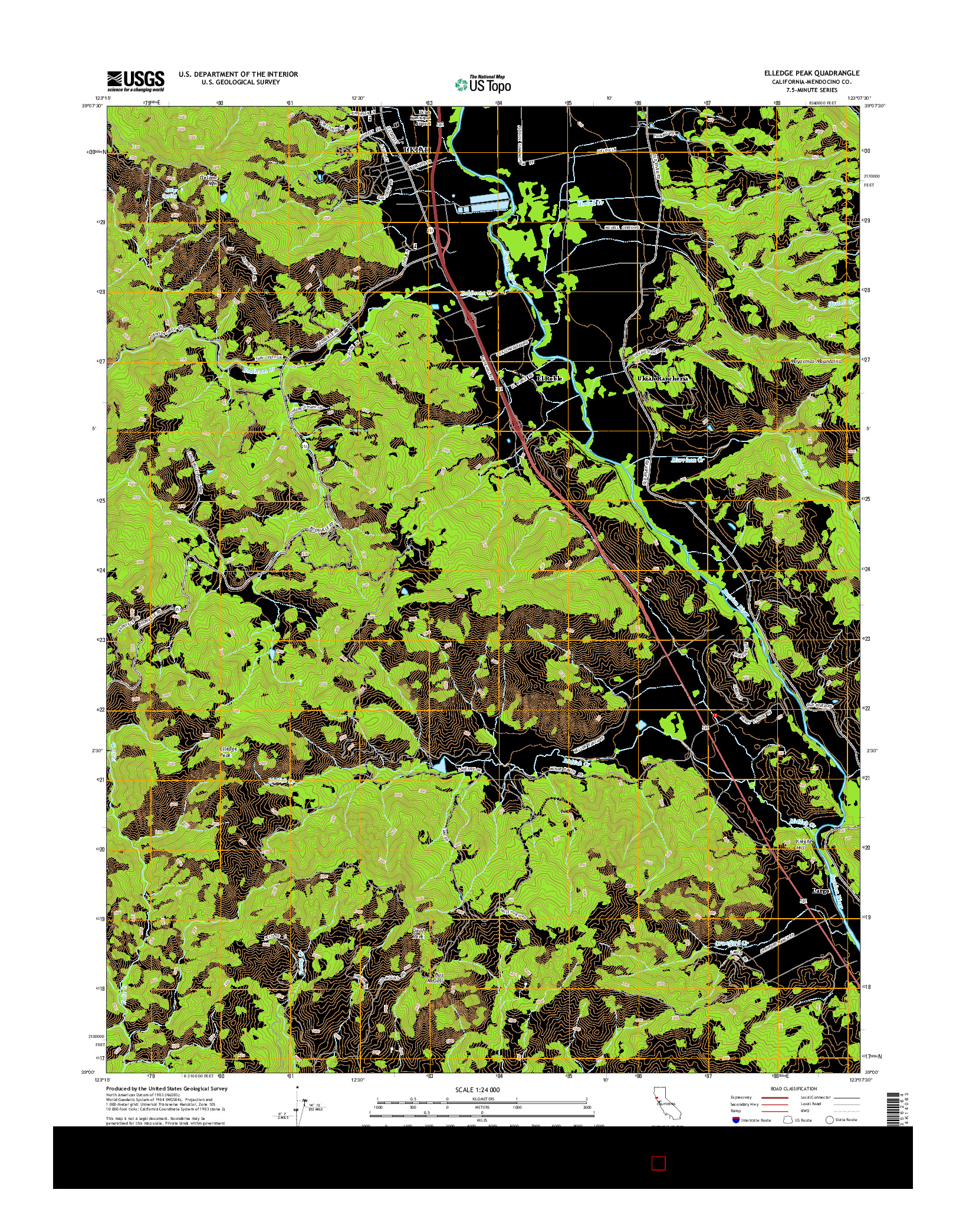 USGS US TOPO 7.5-MINUTE MAP FOR ELLEDGE PEAK, CA 2015