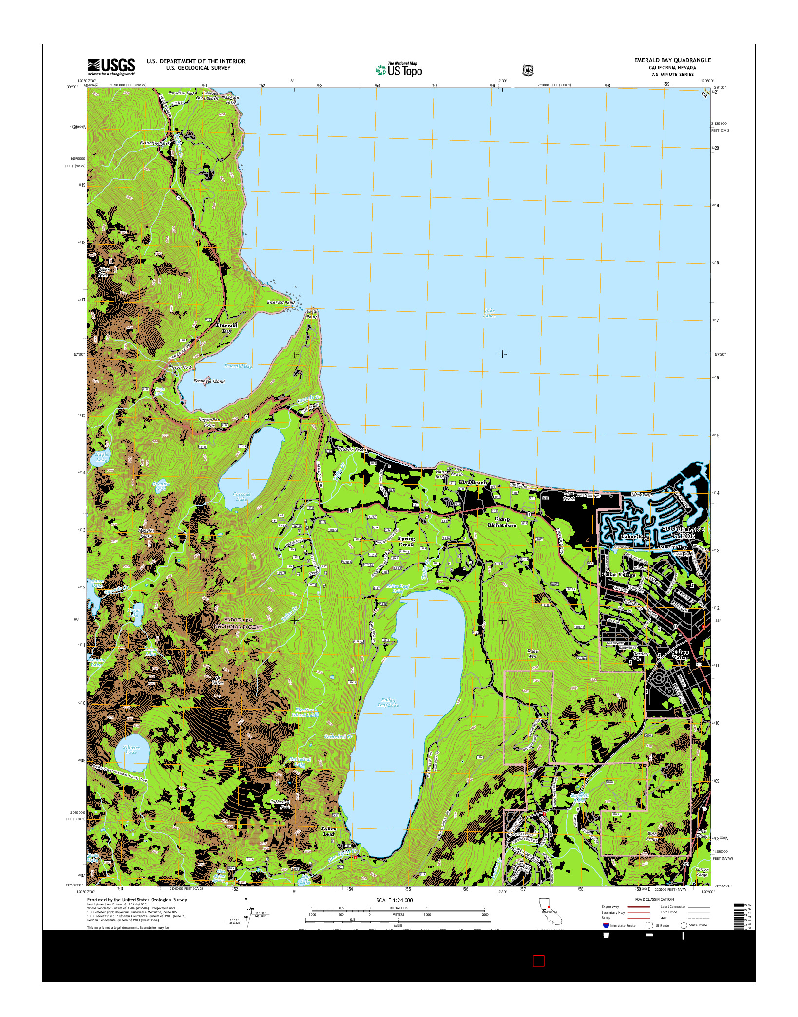 USGS US TOPO 7.5-MINUTE MAP FOR EMERALD BAY, CA-NV 2015