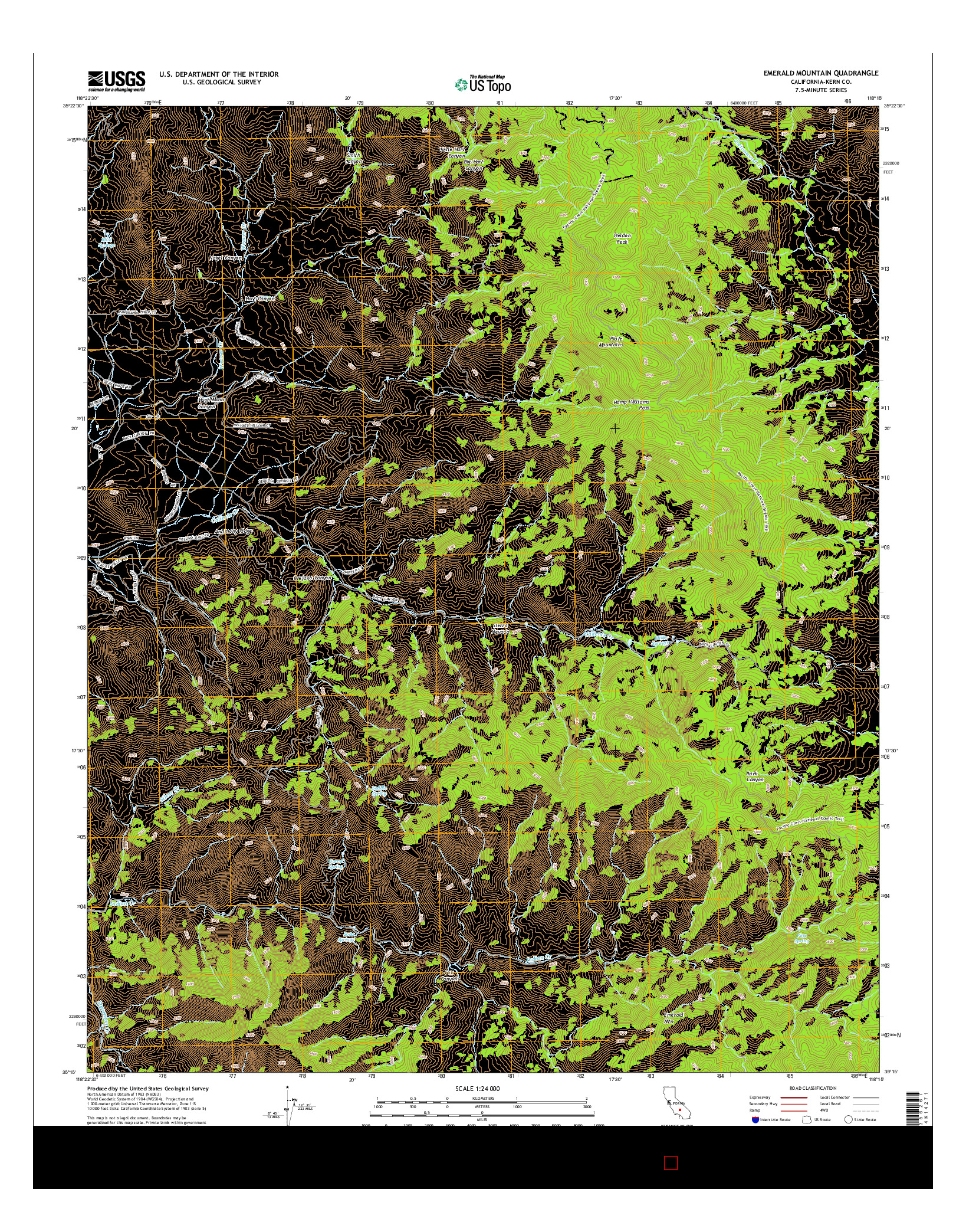 USGS US TOPO 7.5-MINUTE MAP FOR EMERALD MOUNTAIN, CA 2015