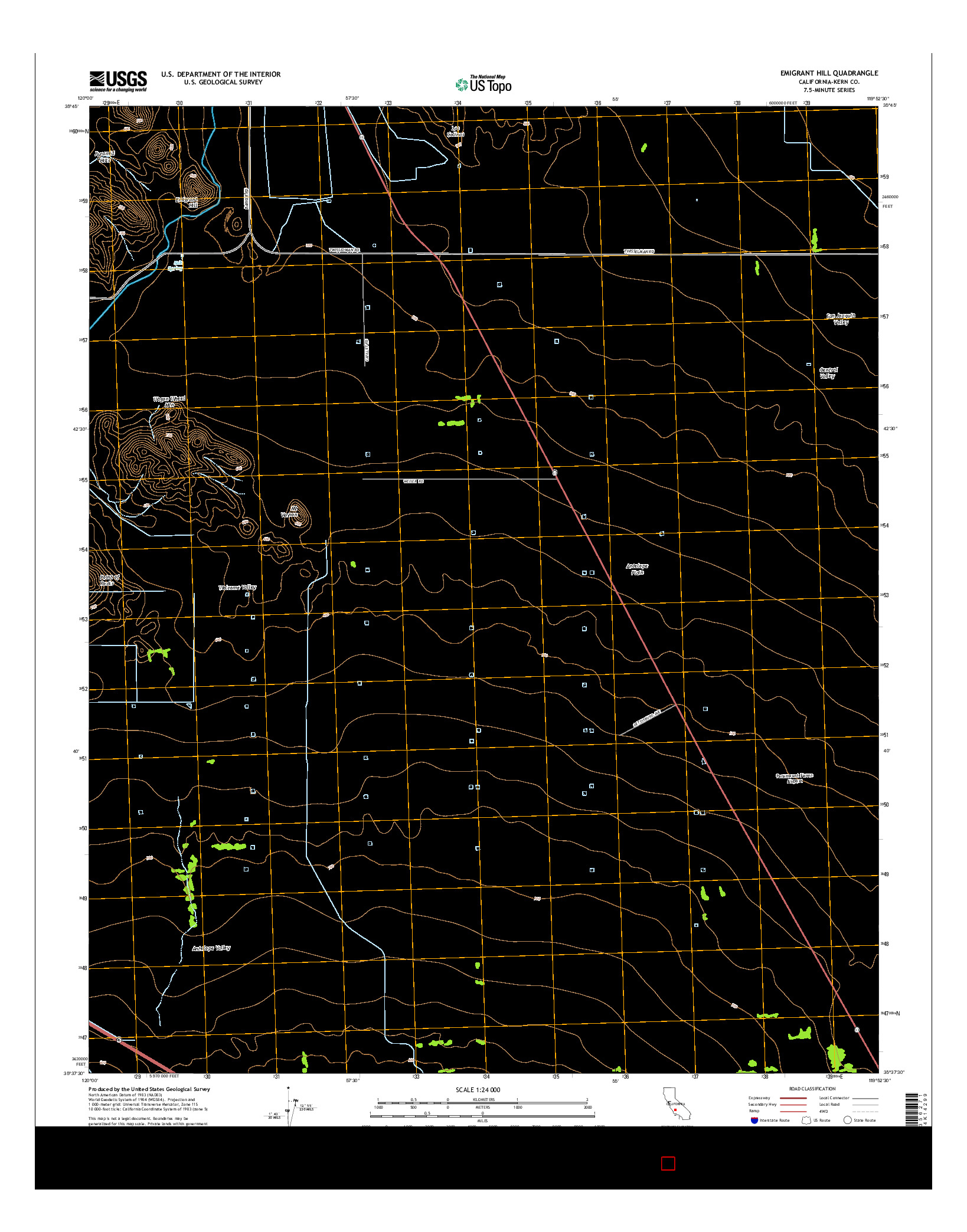 USGS US TOPO 7.5-MINUTE MAP FOR EMIGRANT HILL, CA 2015