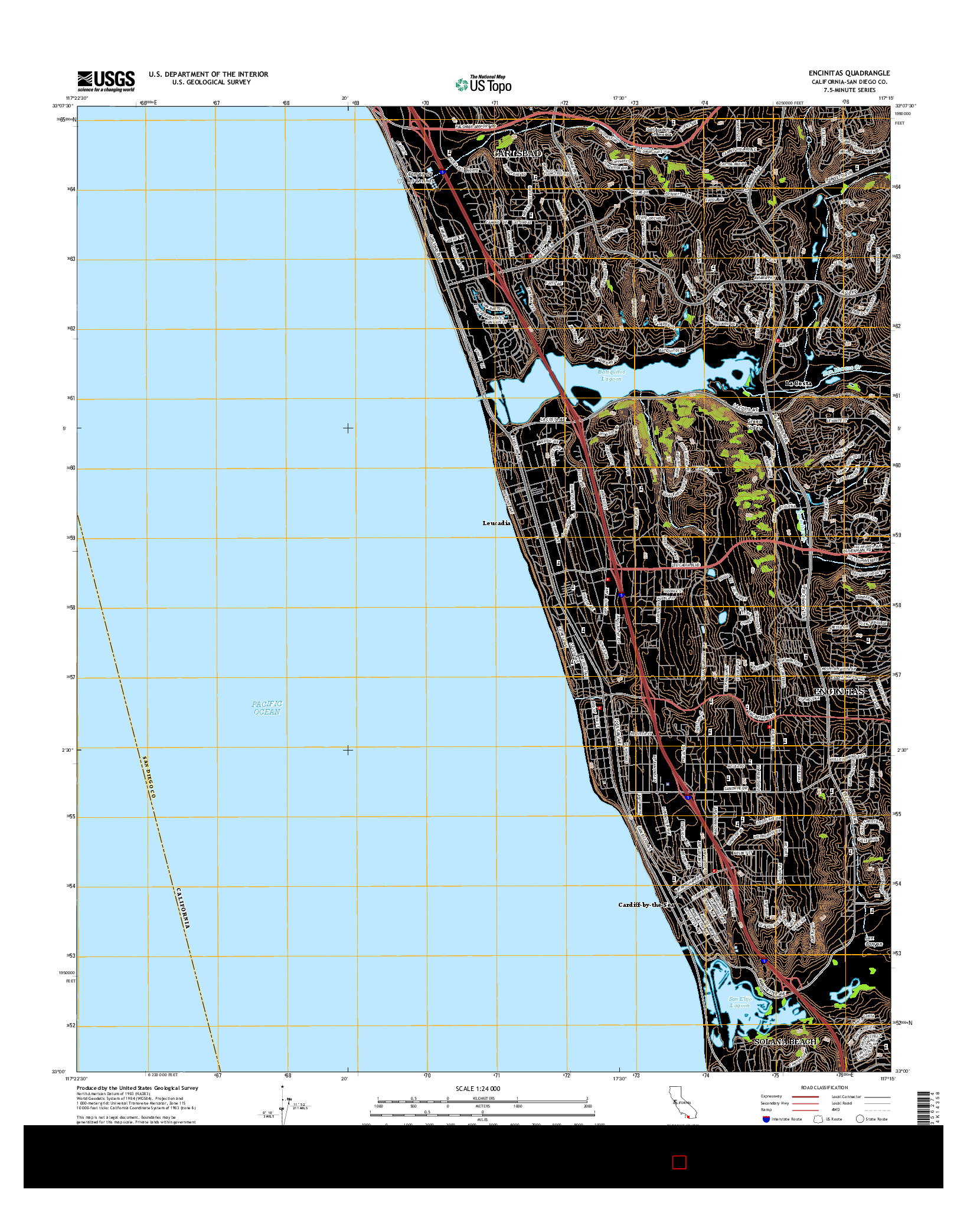 USGS US TOPO 7.5-MINUTE MAP FOR ENCINITAS, CA 2015