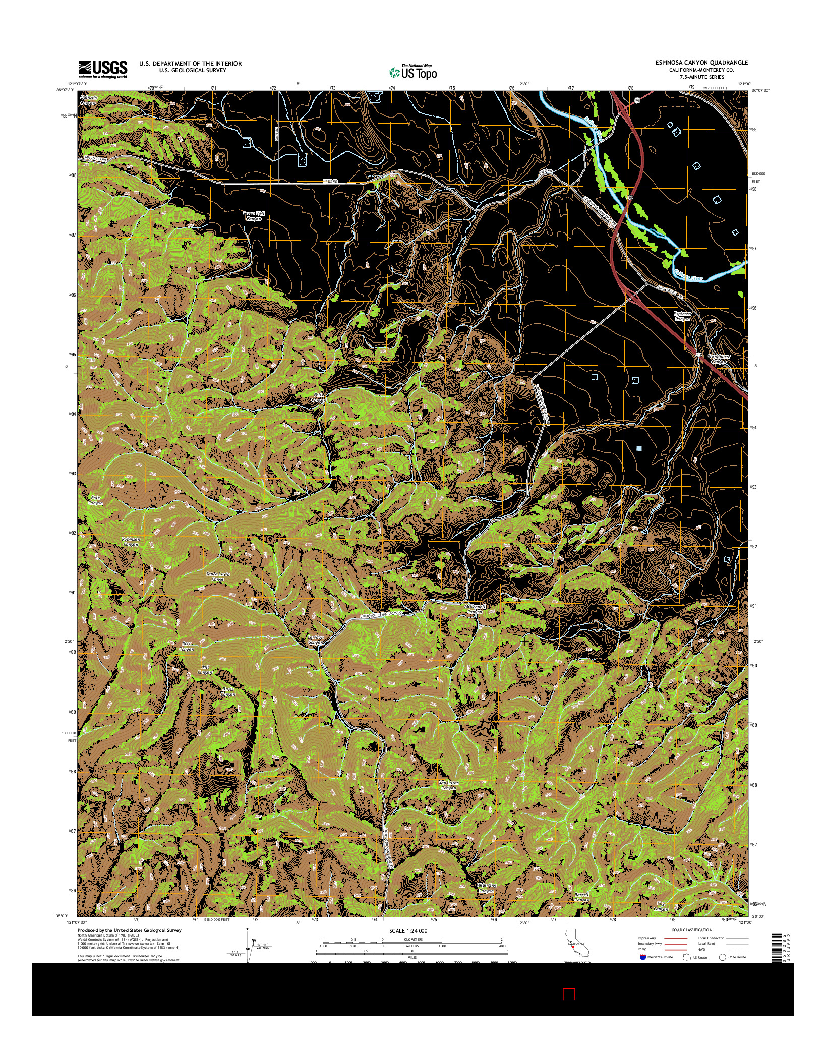 USGS US TOPO 7.5-MINUTE MAP FOR ESPINOSA CANYON, CA 2015
