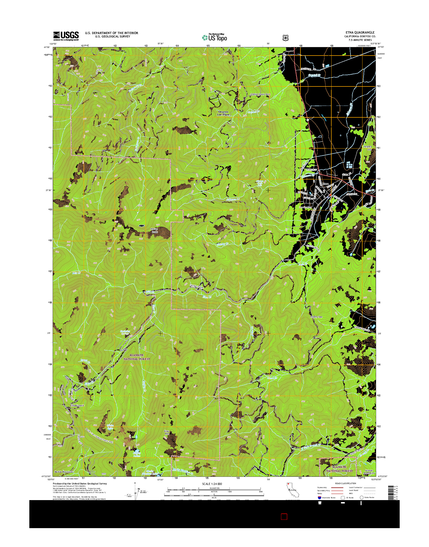 USGS US TOPO 7.5-MINUTE MAP FOR ETNA, CA 2015