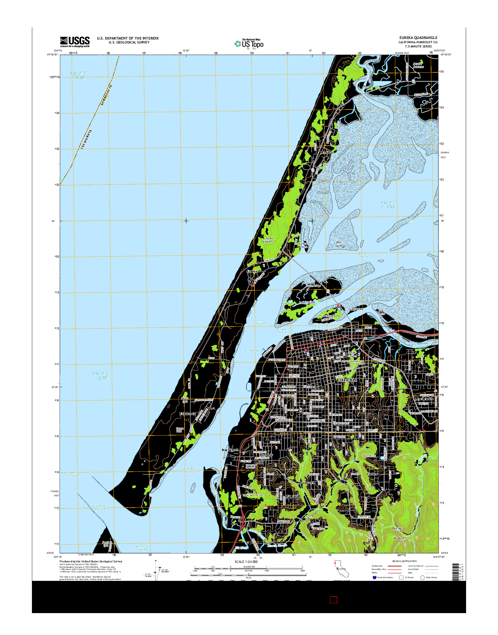 USGS US TOPO 7.5-MINUTE MAP FOR EUREKA, CA 2015
