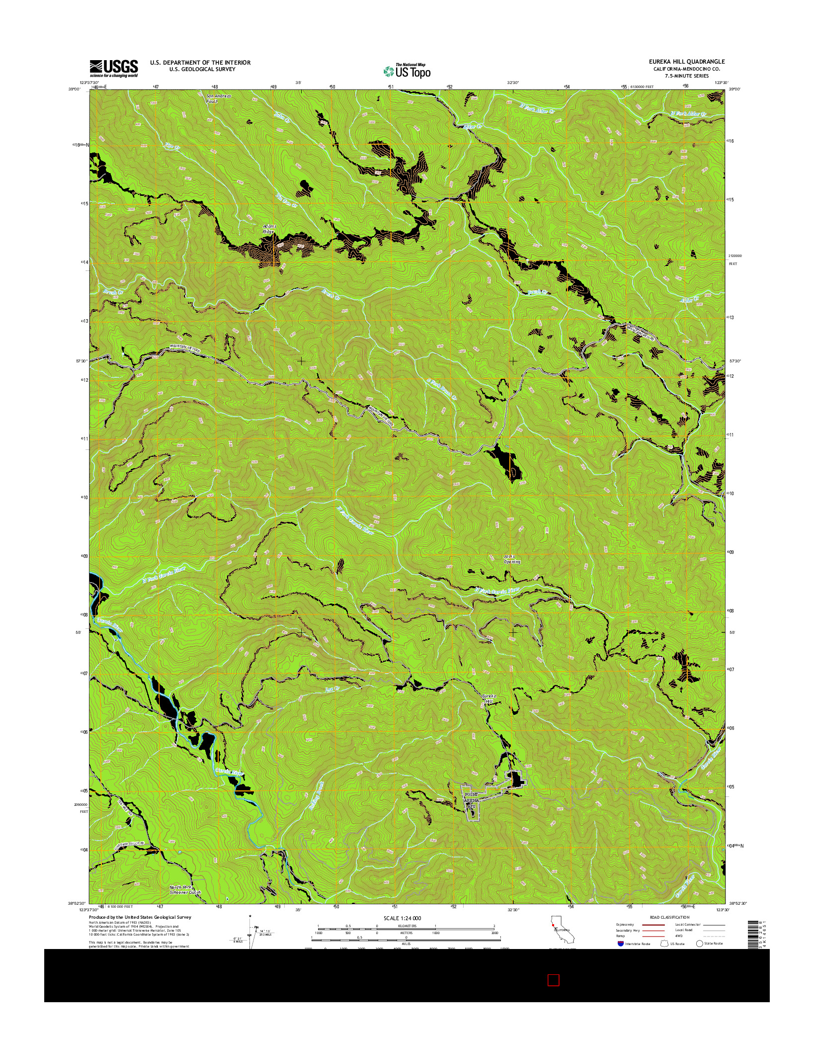 USGS US TOPO 7.5-MINUTE MAP FOR EUREKA HILL, CA 2015