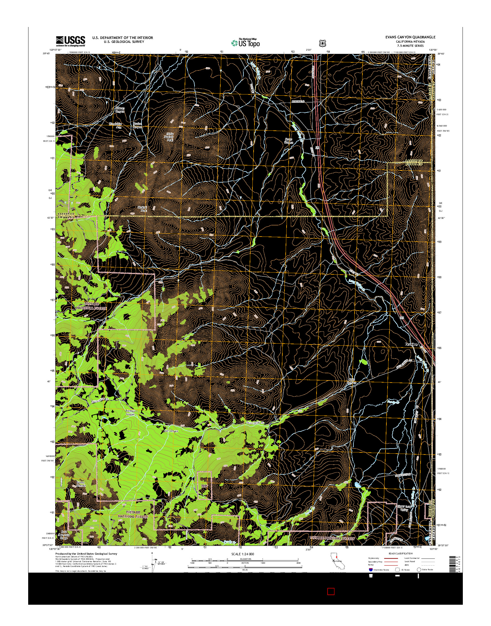 USGS US TOPO 7.5-MINUTE MAP FOR EVANS CANYON, CA-NV 2015