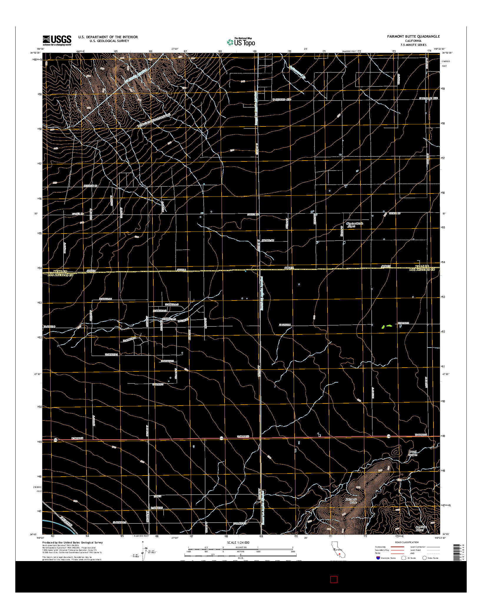 USGS US TOPO 7.5-MINUTE MAP FOR FAIRMONT BUTTE, CA 2015