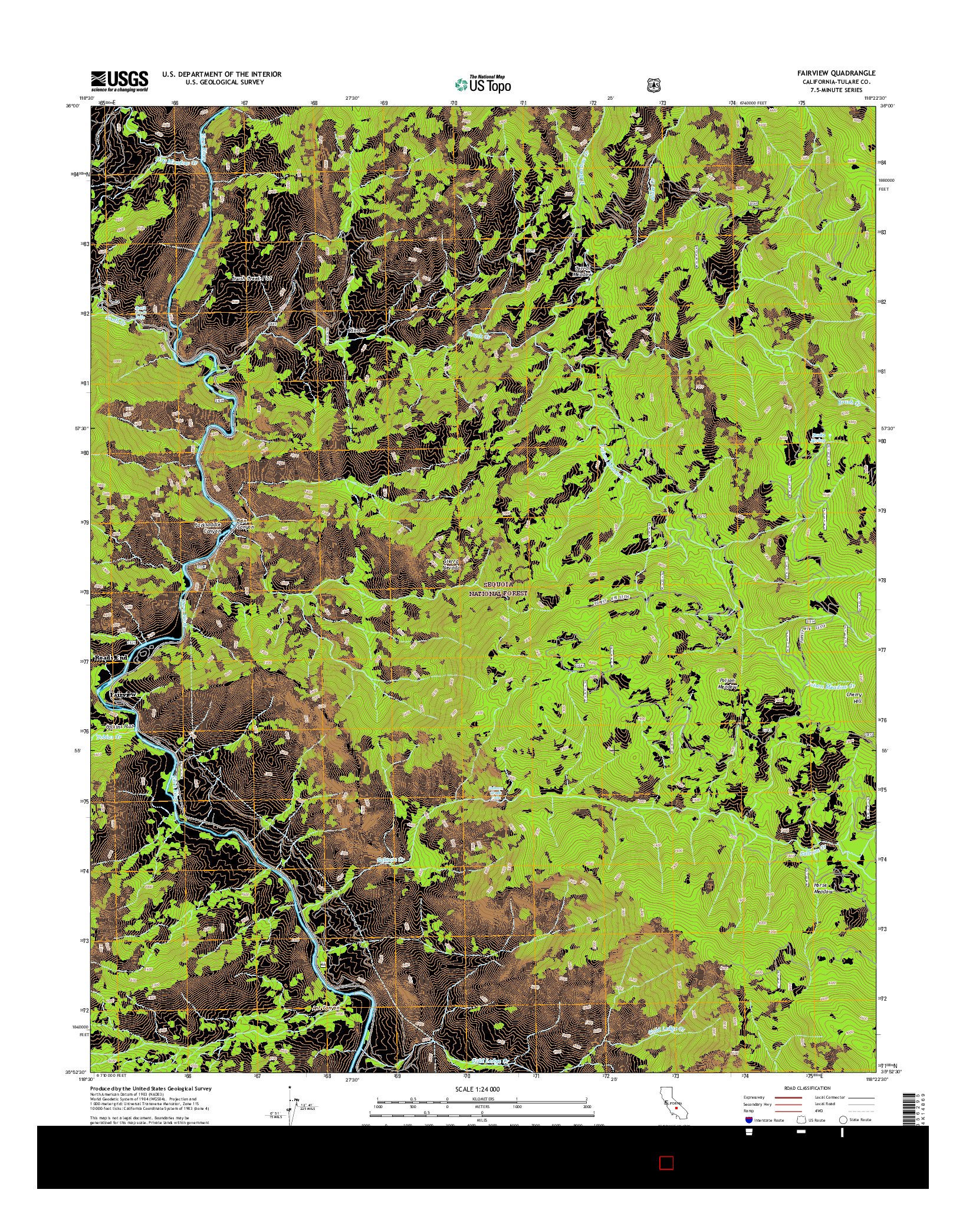 USGS US TOPO 7.5-MINUTE MAP FOR FAIRVIEW, CA 2015
