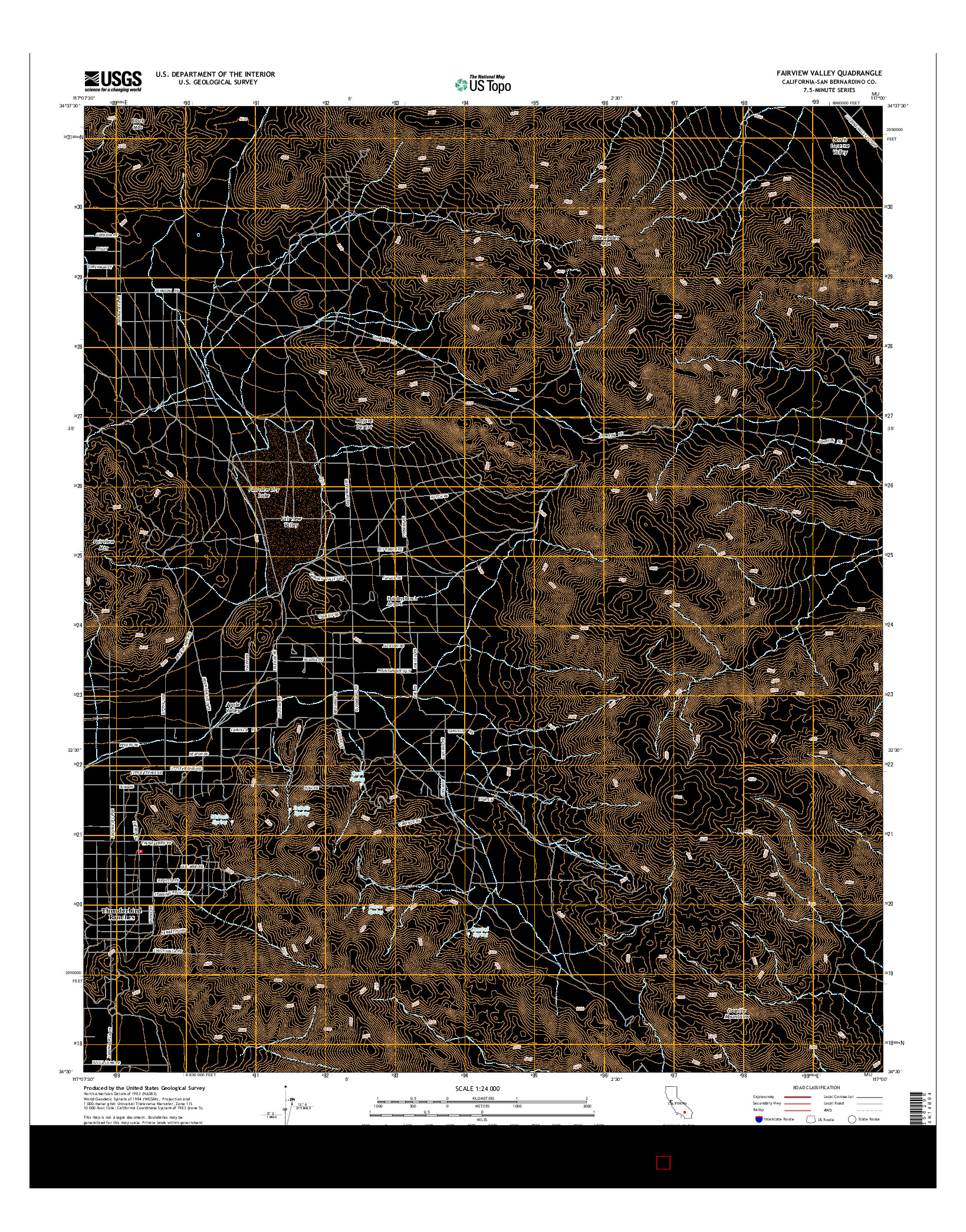 USGS US TOPO 7.5-MINUTE MAP FOR FAIRVIEW VALLEY, CA 2015