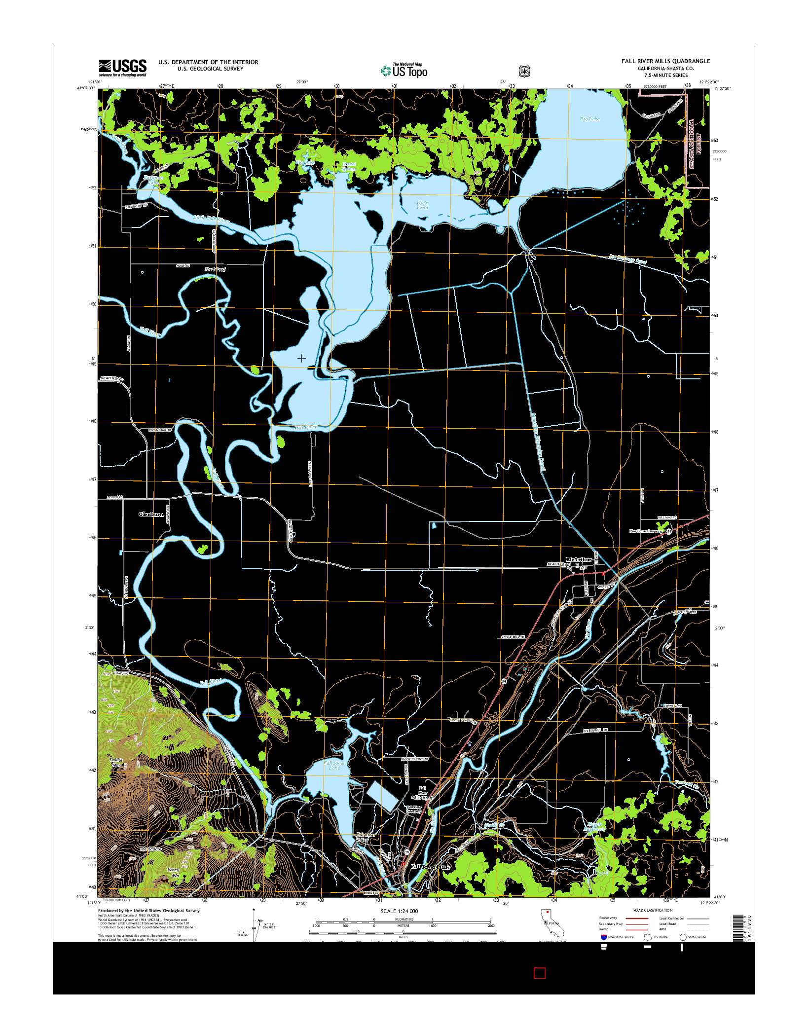 USGS US TOPO 7.5-MINUTE MAP FOR FALL RIVER MILLS, CA 2015