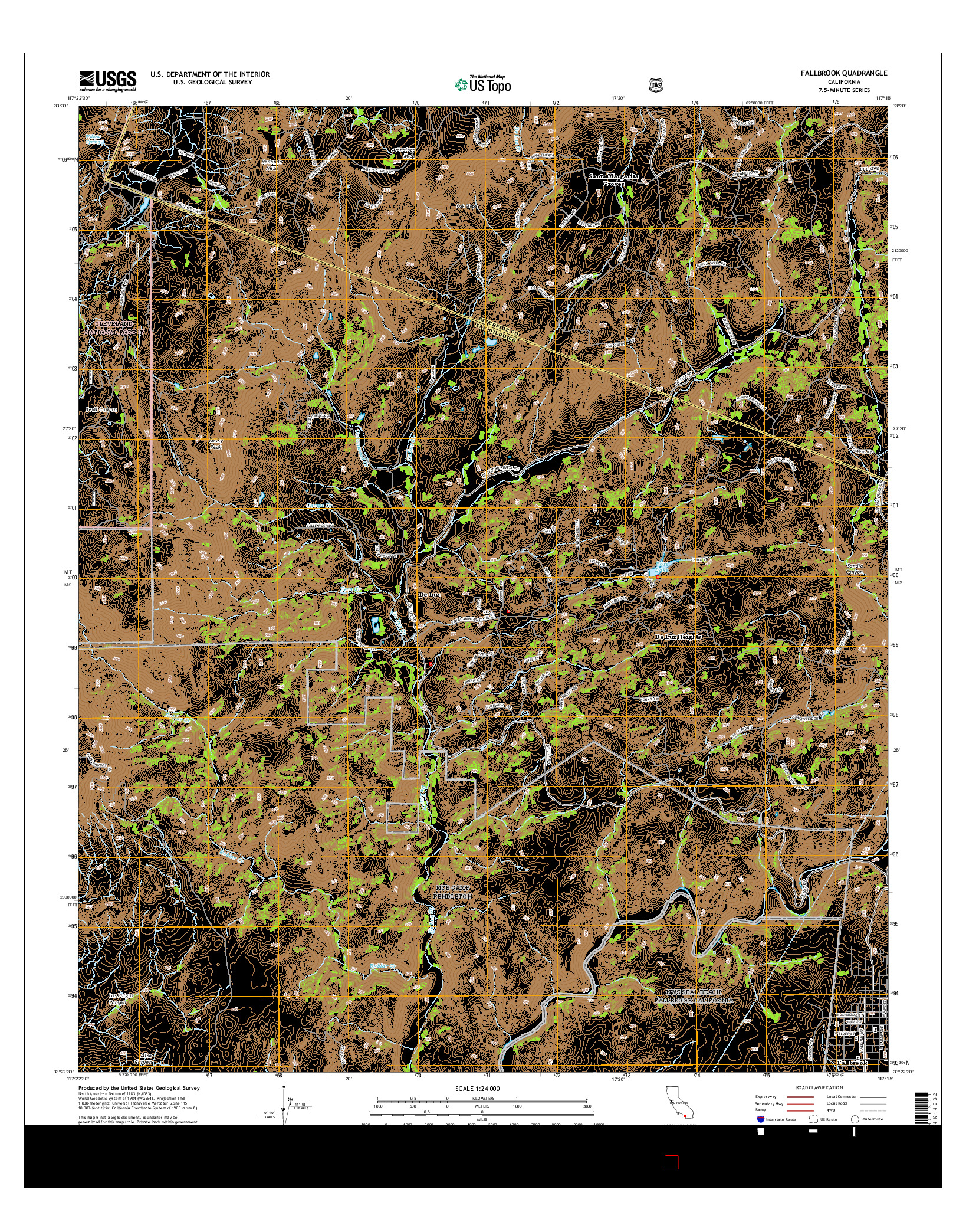 USGS US TOPO 7.5-MINUTE MAP FOR FALLBROOK, CA 2015