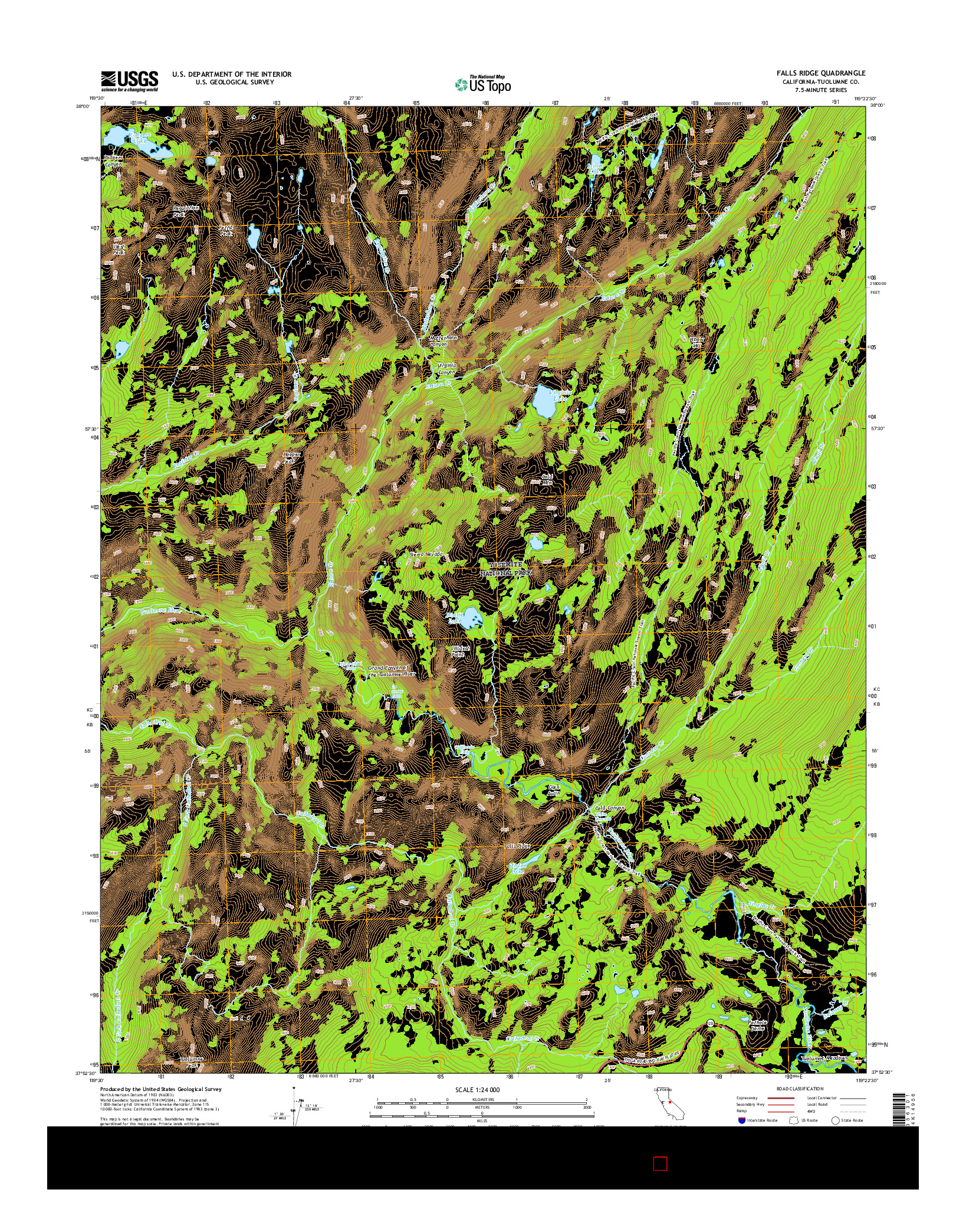 USGS US TOPO 7.5-MINUTE MAP FOR FALLS RIDGE, CA 2015
