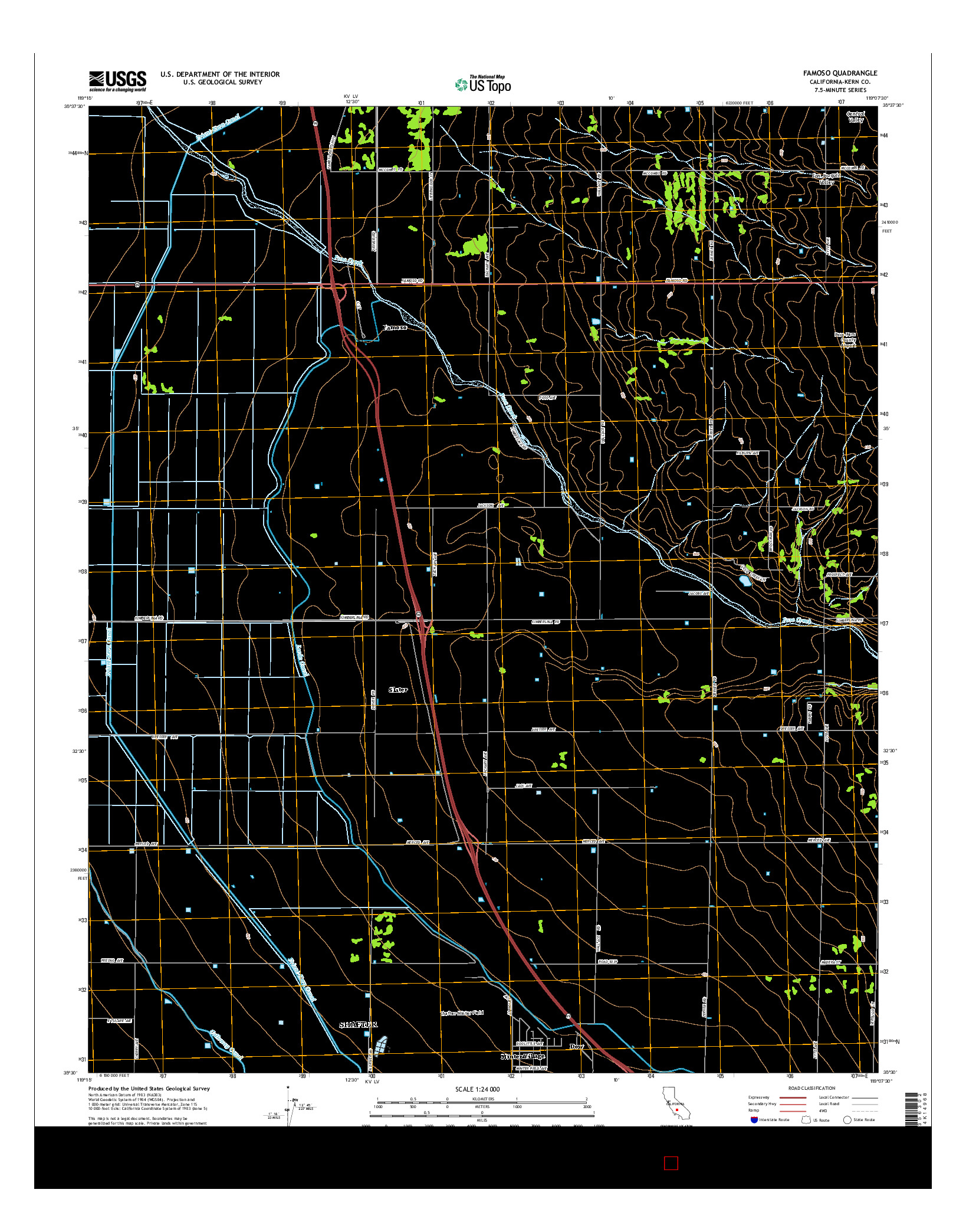 USGS US TOPO 7.5-MINUTE MAP FOR FAMOSO, CA 2015