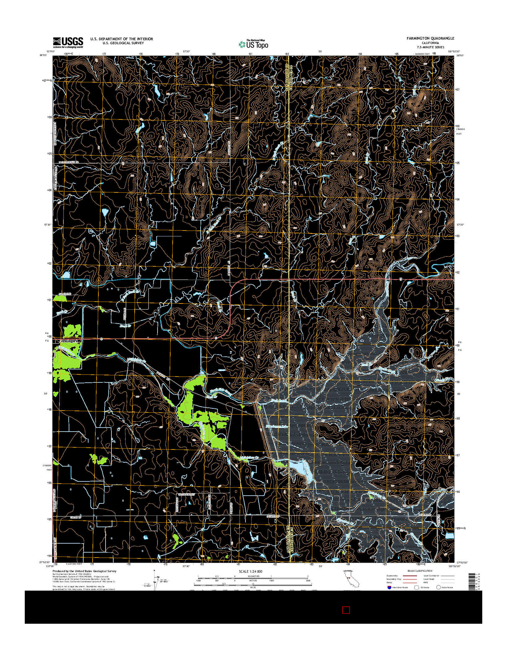 USGS US TOPO 7.5-MINUTE MAP FOR FARMINGTON, CA 2015