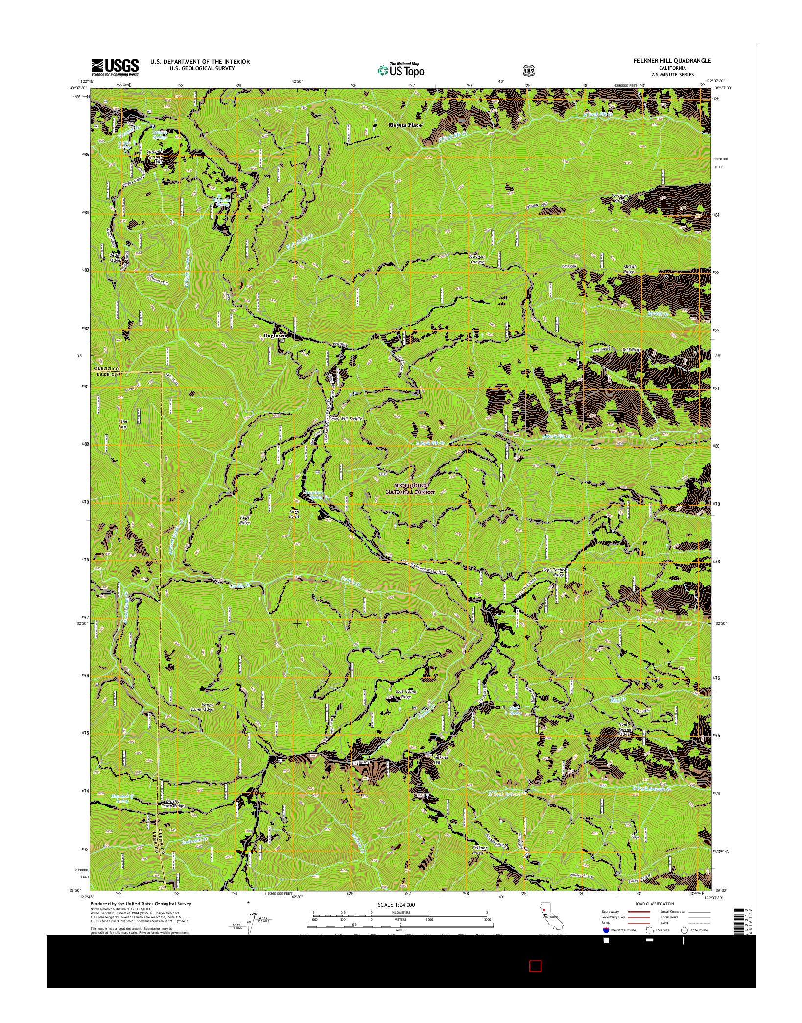 USGS US TOPO 7.5-MINUTE MAP FOR FELKNER HILL, CA 2015