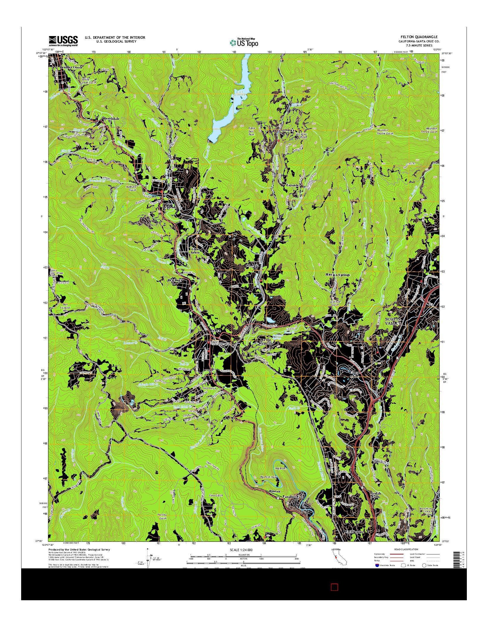 USGS US TOPO 7.5-MINUTE MAP FOR FELTON, CA 2015