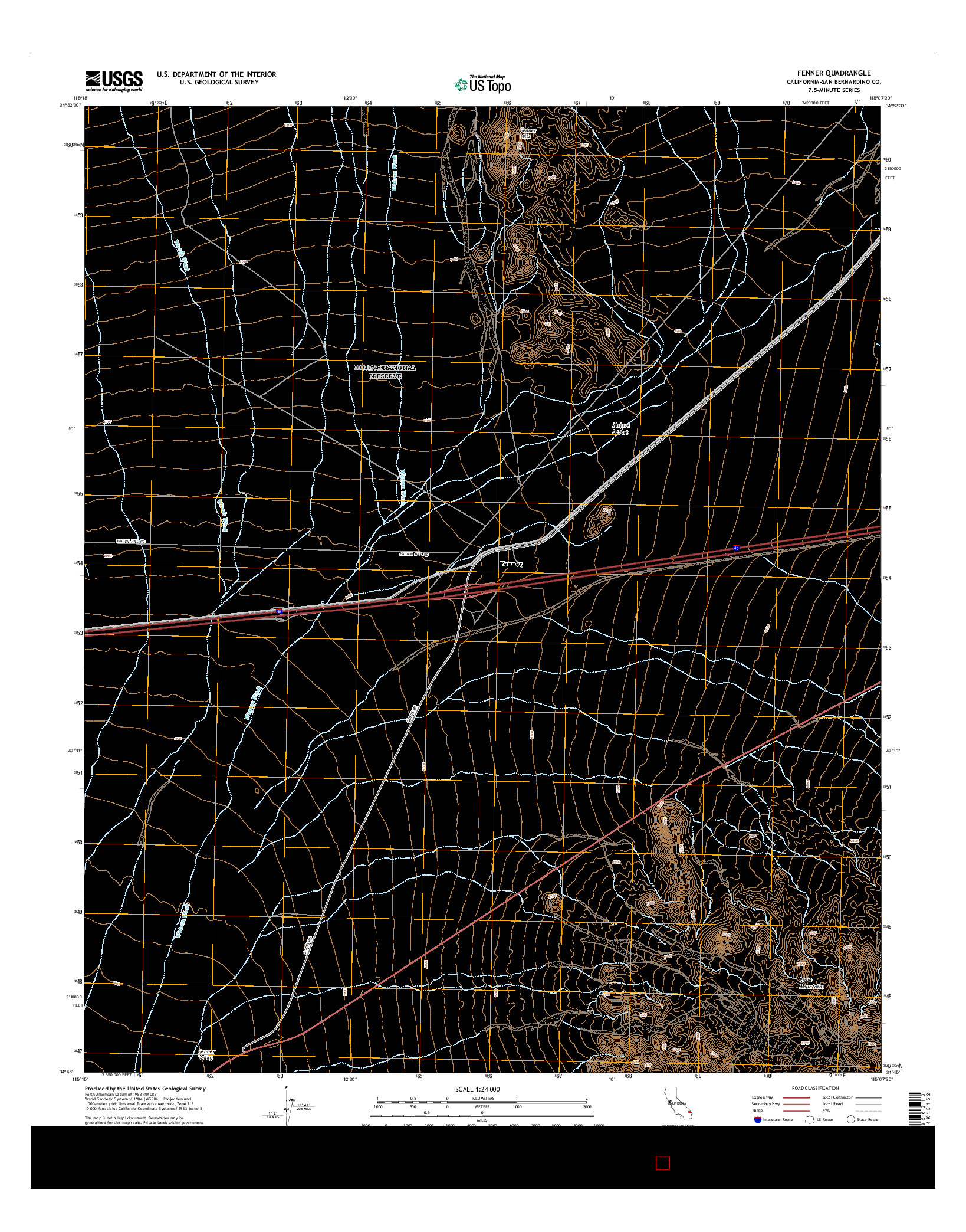USGS US TOPO 7.5-MINUTE MAP FOR FENNER, CA 2015