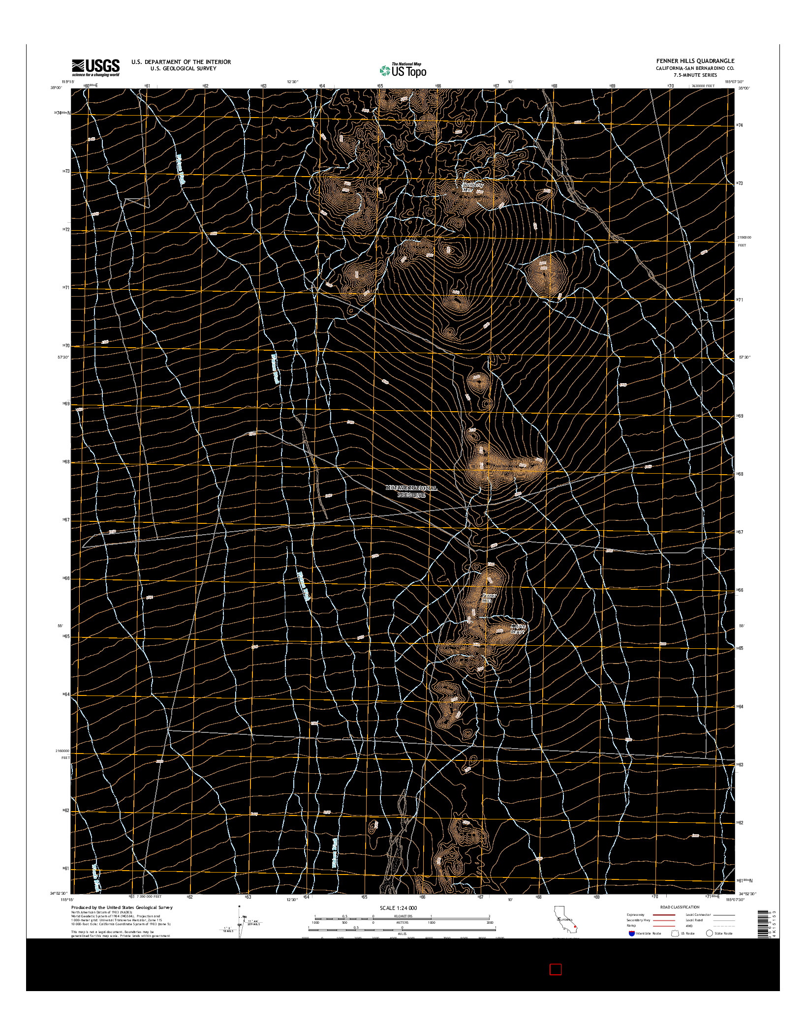 USGS US TOPO 7.5-MINUTE MAP FOR FENNER HILLS, CA 2015