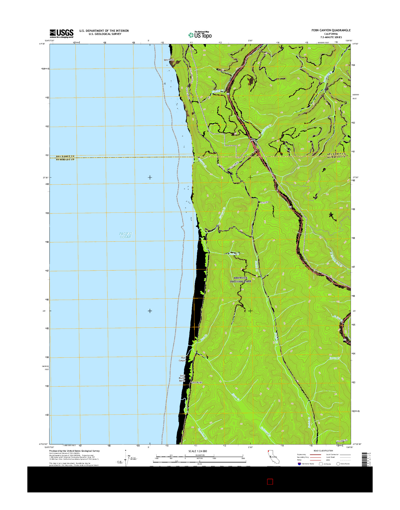 USGS US TOPO 7.5-MINUTE MAP FOR FERN CANYON, CA 2015