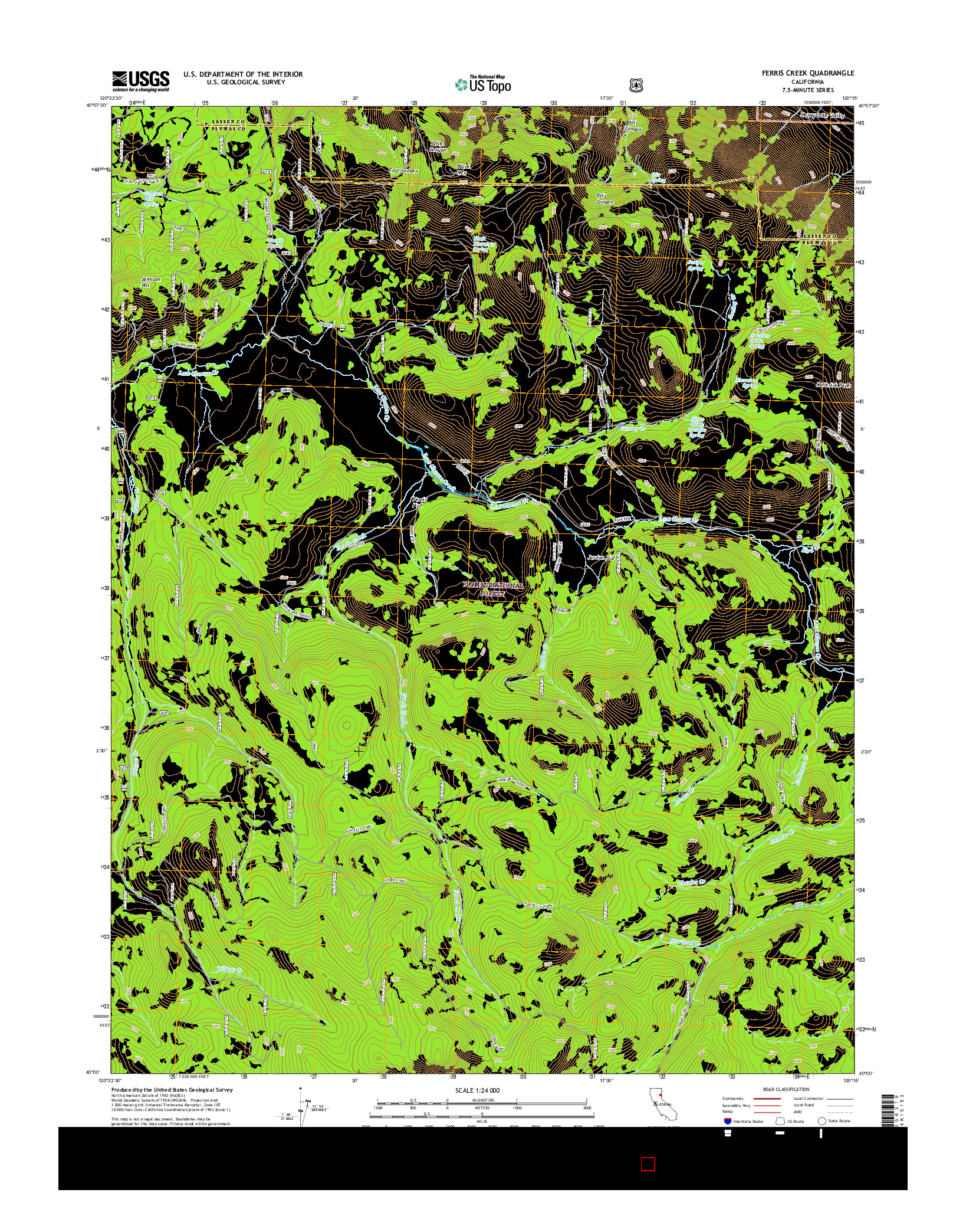 USGS US TOPO 7.5-MINUTE MAP FOR FERRIS CREEK, CA 2015