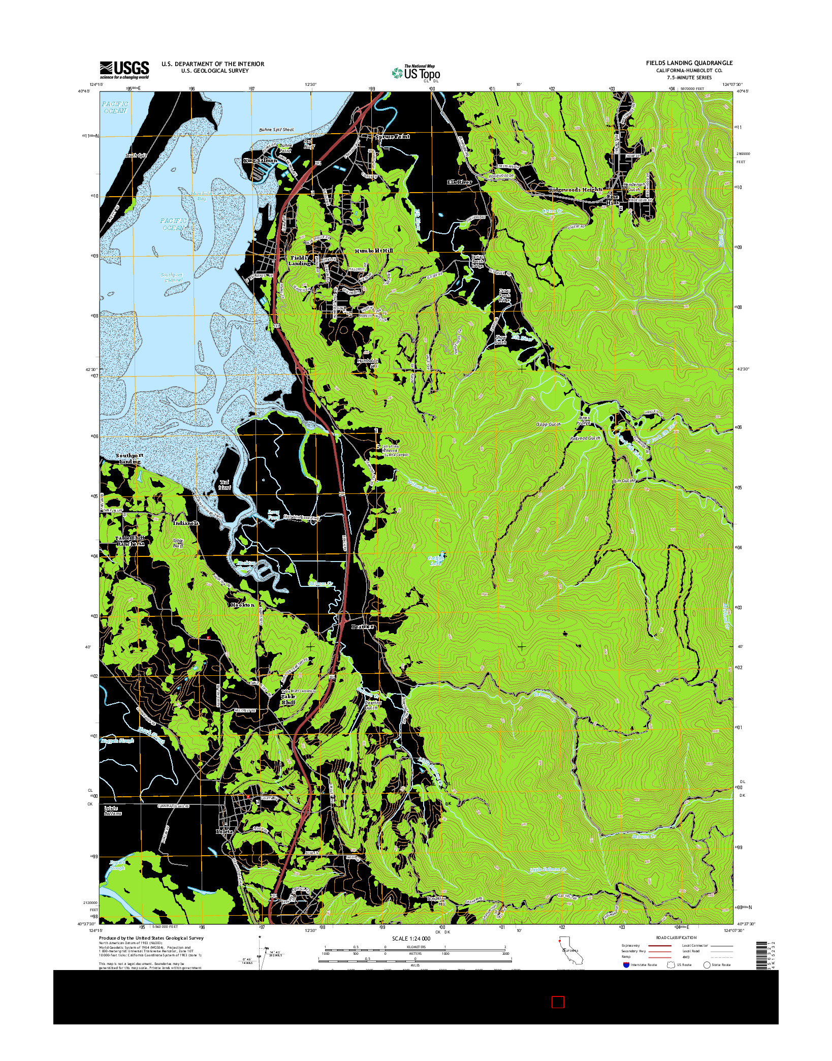 USGS US TOPO 7.5-MINUTE MAP FOR FIELDS LANDING, CA 2015