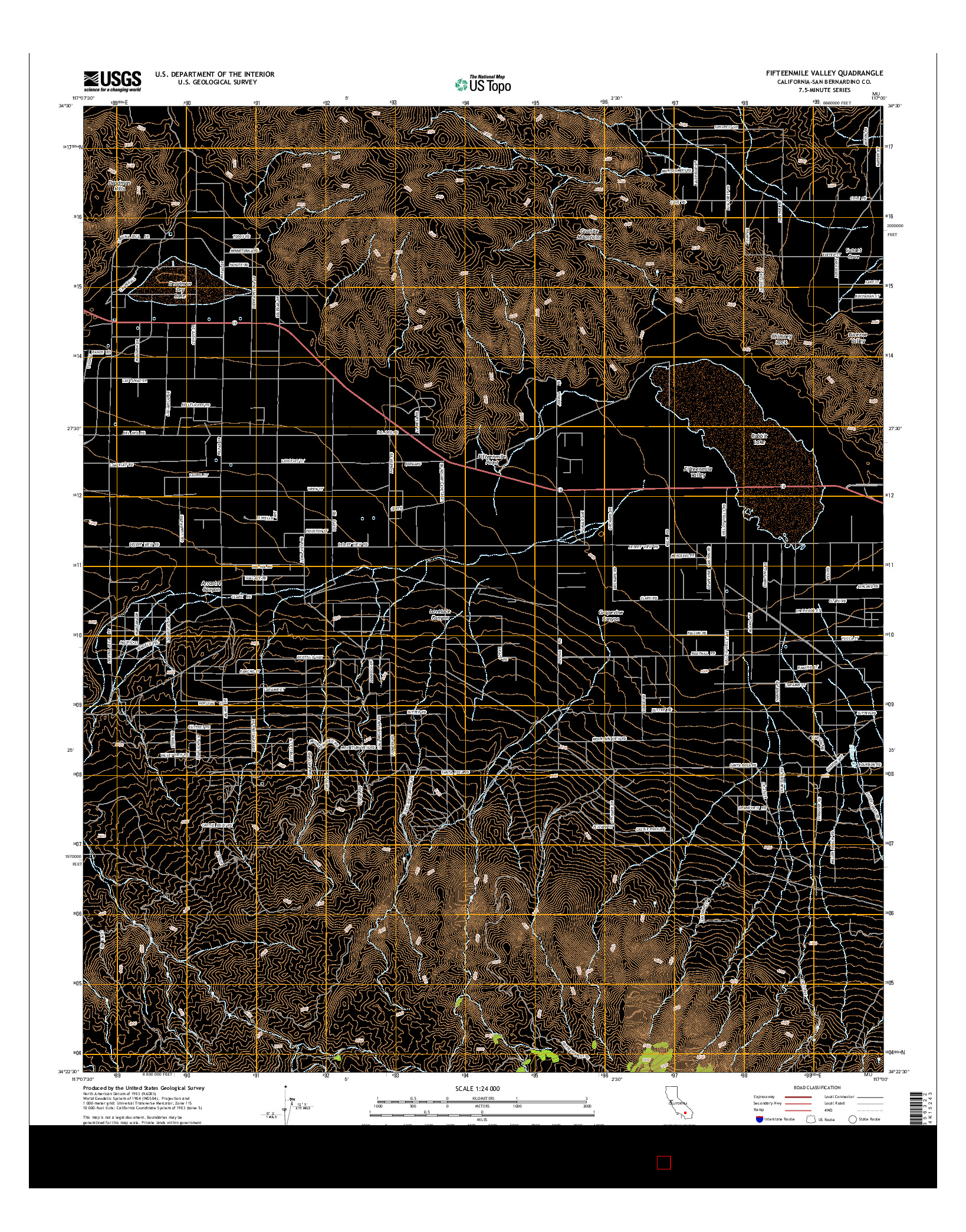 USGS US TOPO 7.5-MINUTE MAP FOR FIFTEENMILE VALLEY, CA 2015