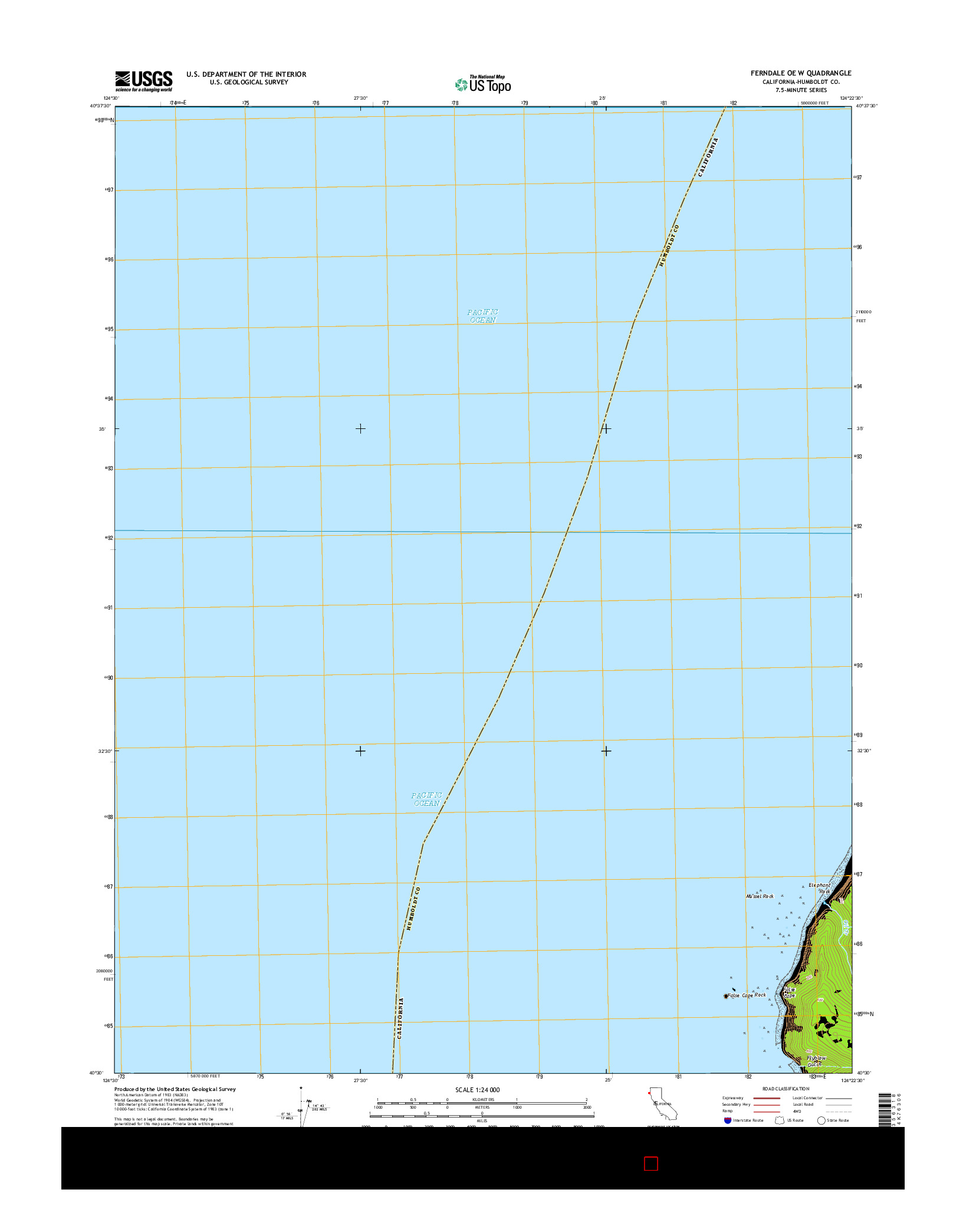 USGS US TOPO 7.5-MINUTE MAP FOR FERNDALE OE W, CA 2015