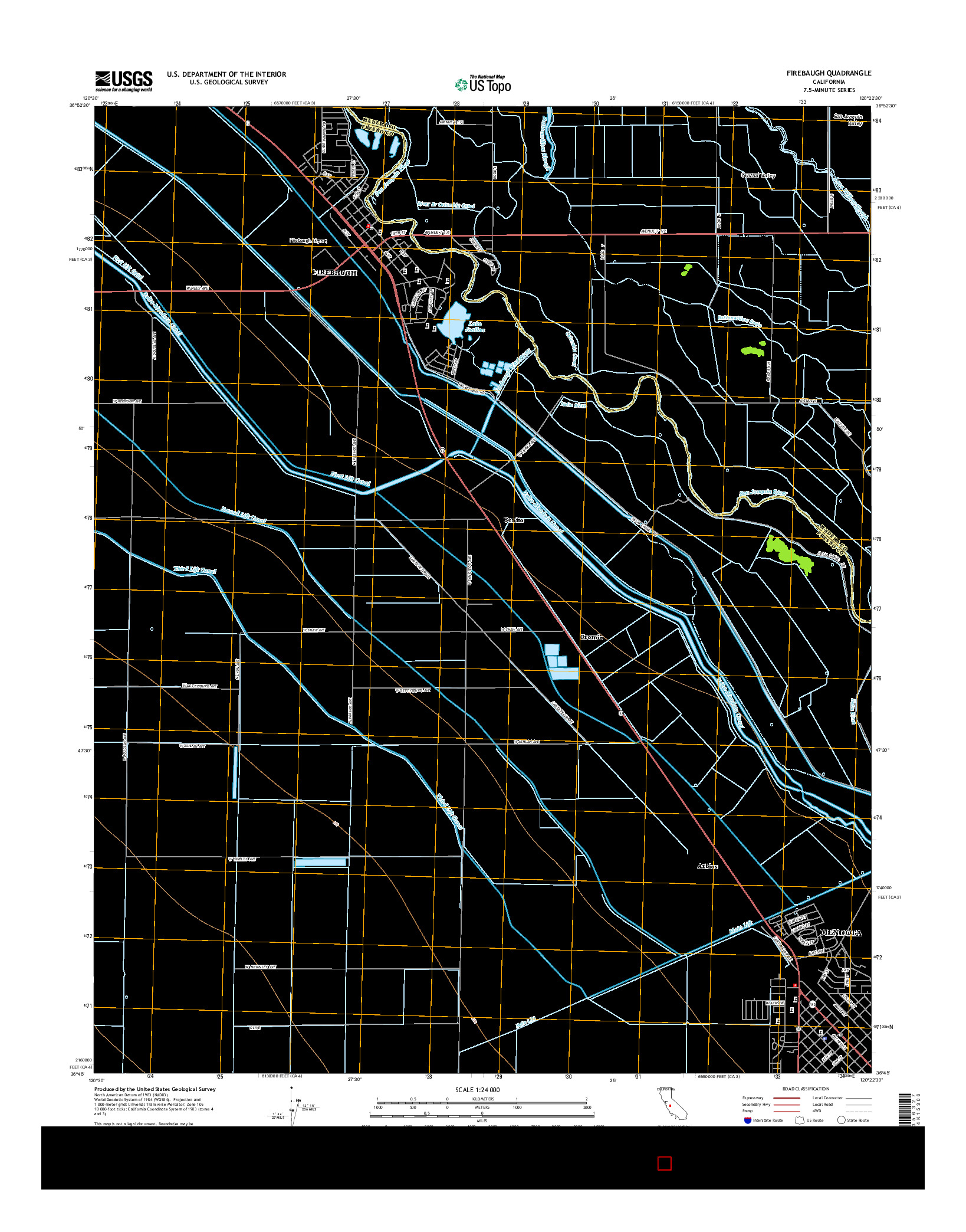 USGS US TOPO 7.5-MINUTE MAP FOR FIREBAUGH, CA 2015