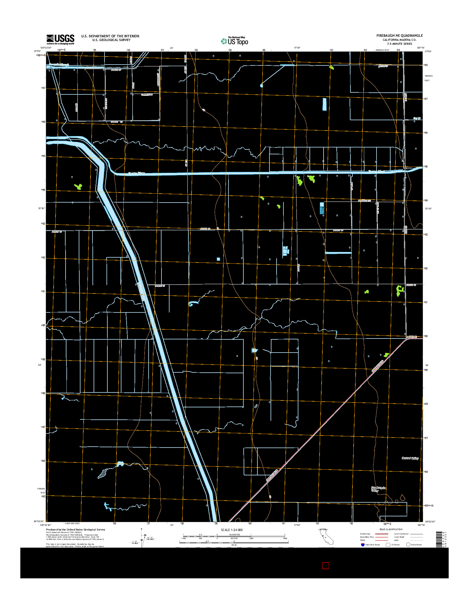 USGS US TOPO 7.5-MINUTE MAP FOR FIREBAUGH NE, CA 2015
