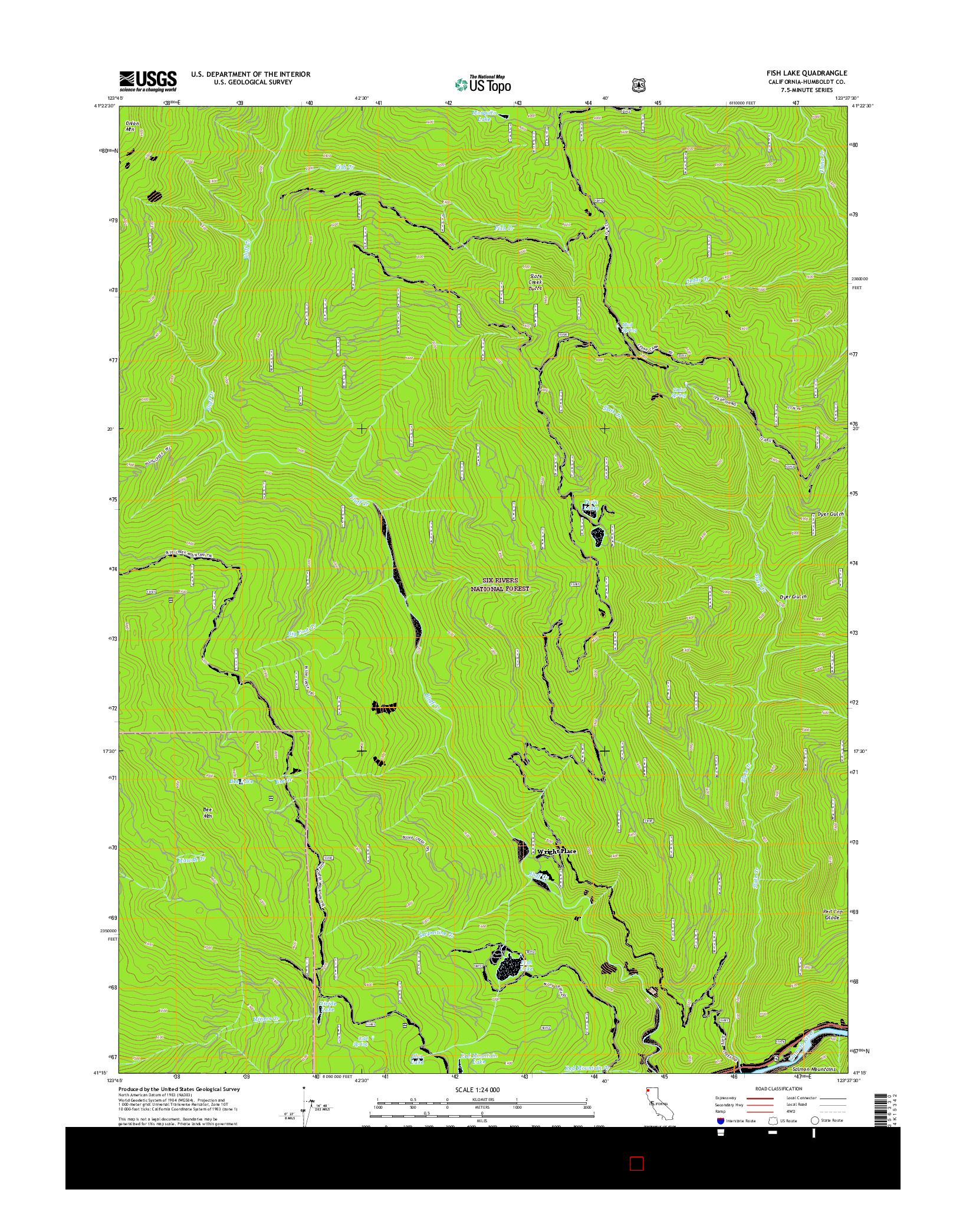 USGS US TOPO 7.5-MINUTE MAP FOR FISH LAKE, CA 2015